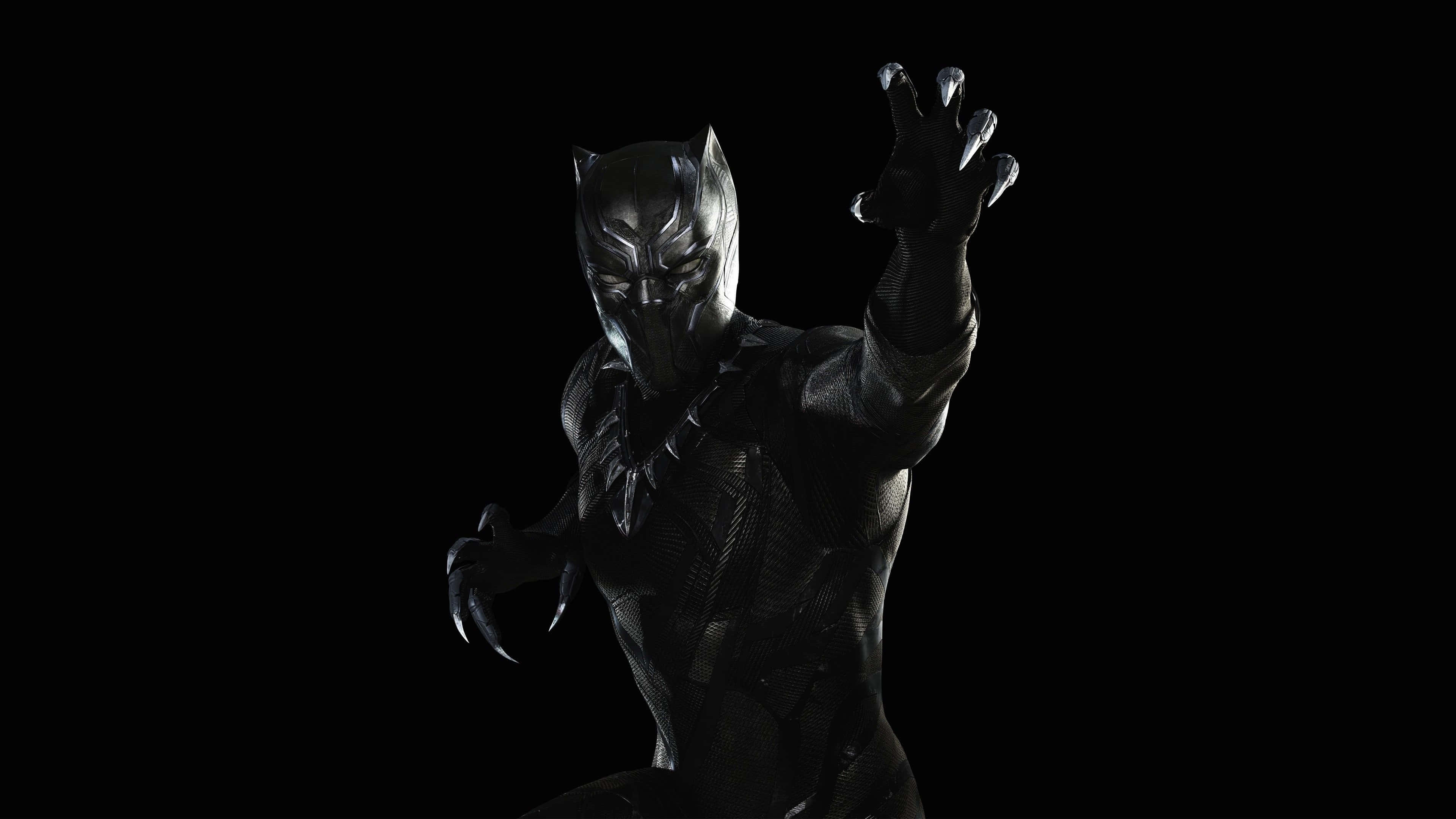 Black Panther, sleek black suit, glowing eyes, 4K Desktop Wallpaper