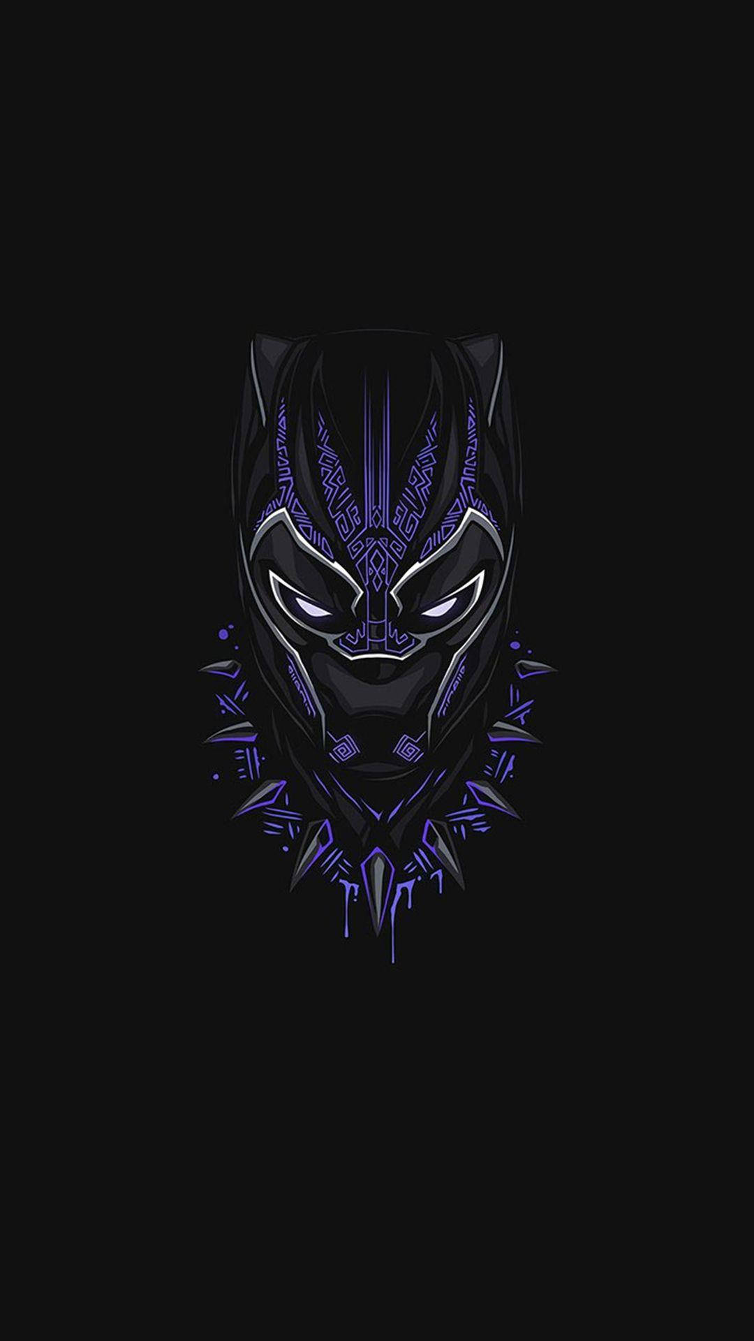 Black Panther, purple tribal patterns, Black Panther mask, Full HD Phone Wallpaper