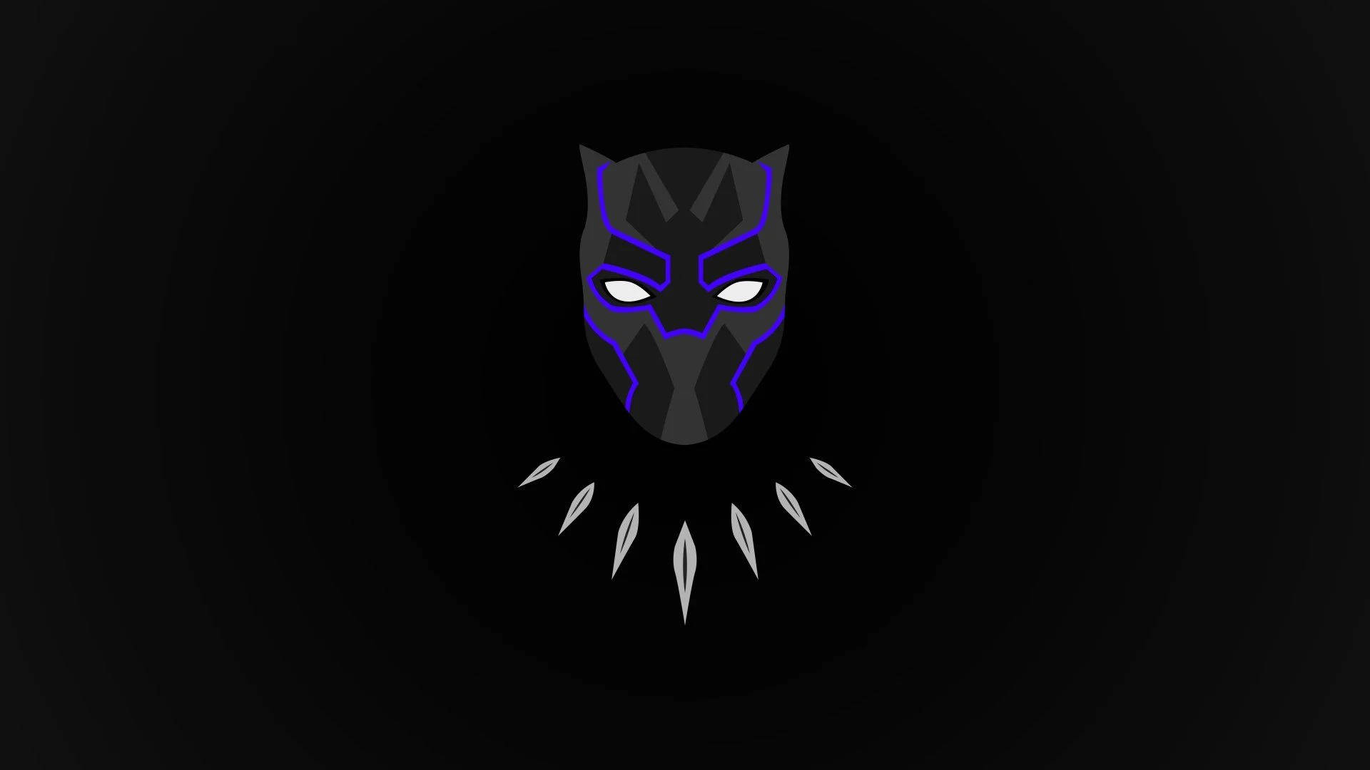 Black Panther, solid black, glowing blue outlines, Full HD Desktop Wallpaper