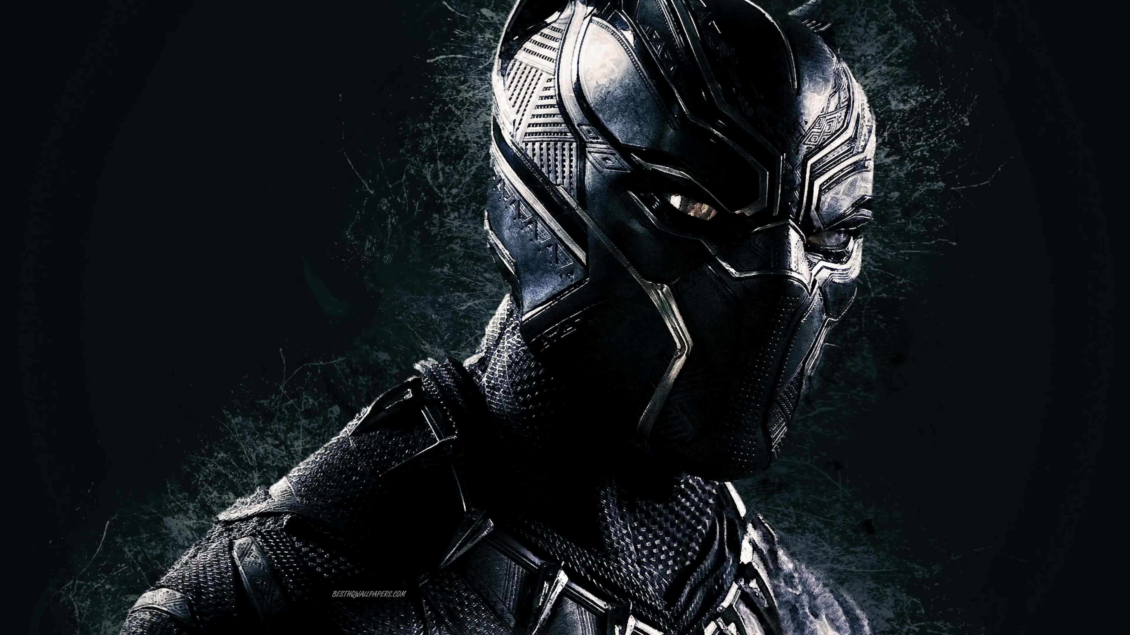 Black Panther, sleek black suit, glowing eyes, 4K Desktop Wallpaper