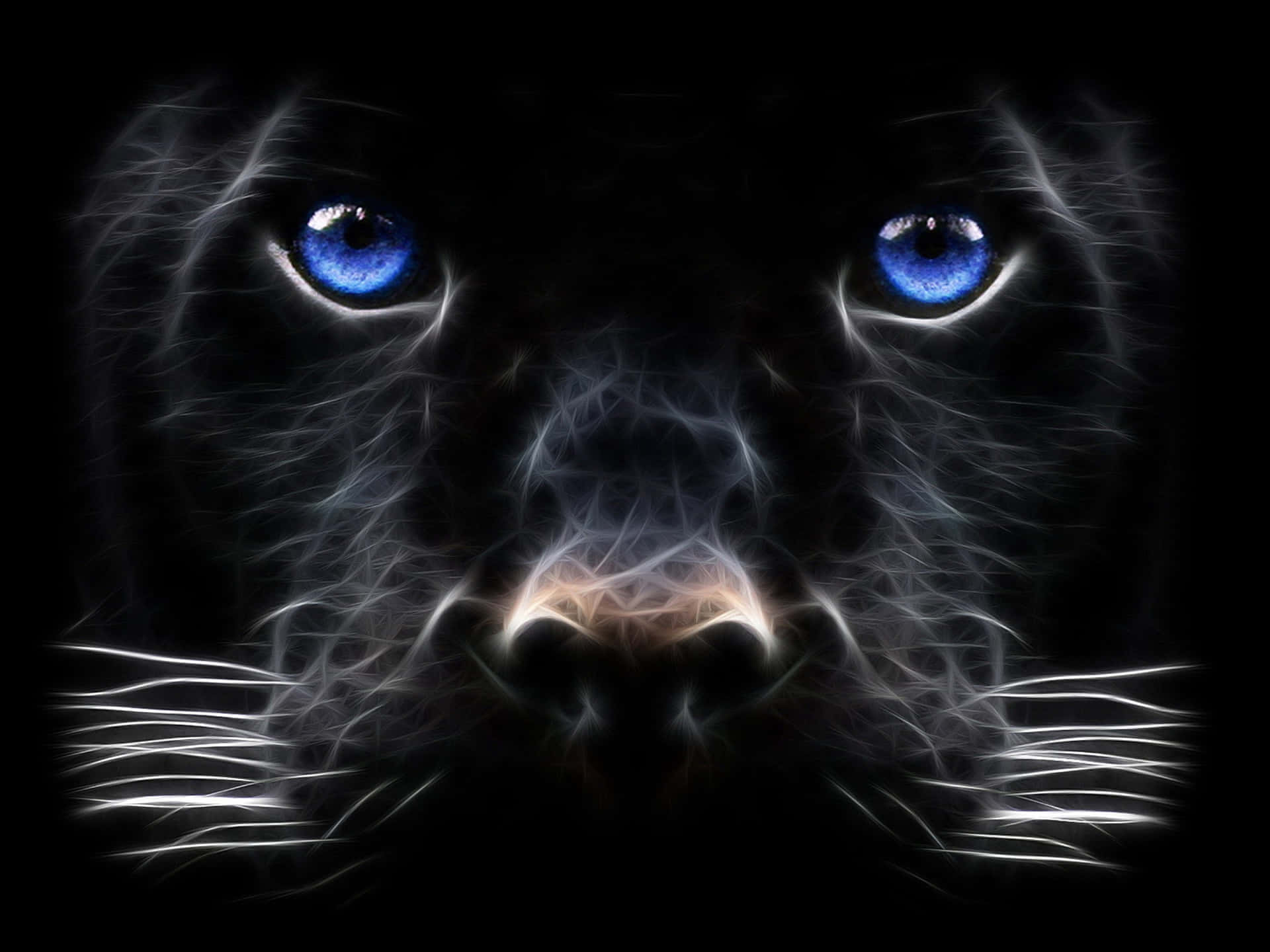 Black Panther, glowing blue eyes, electric white fur, Full HD Desktop Wallpaper