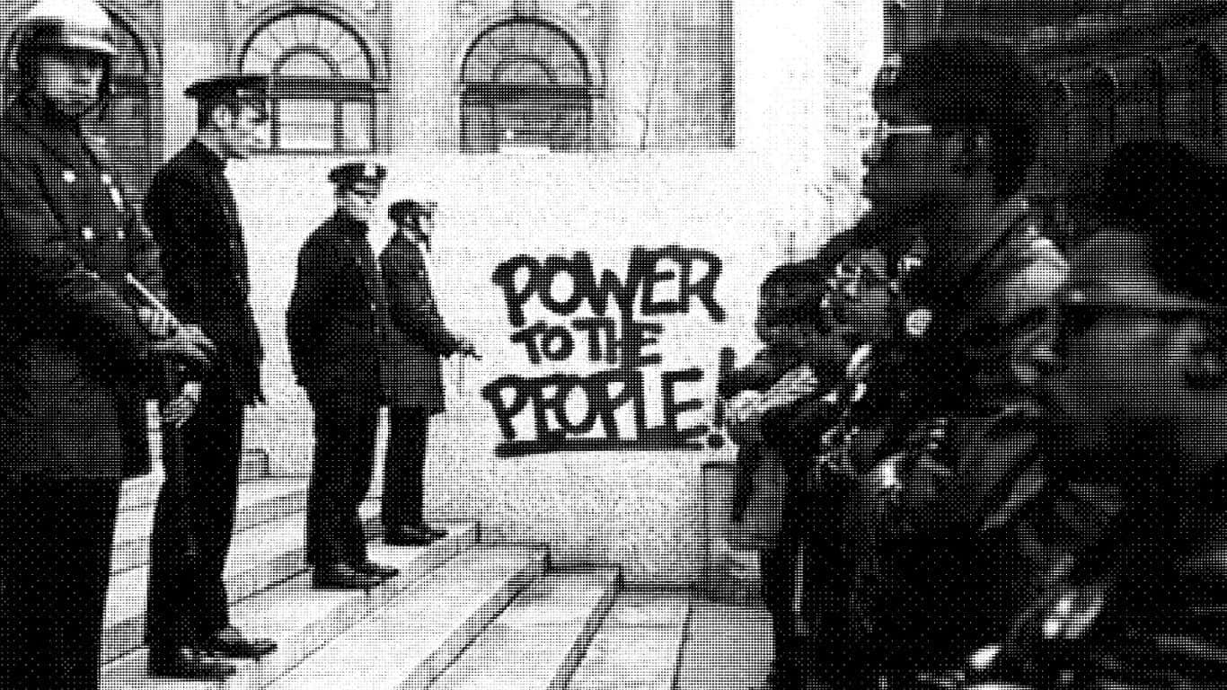Black Panther Party, police officers, protesters, HD Desktop Wallpaper