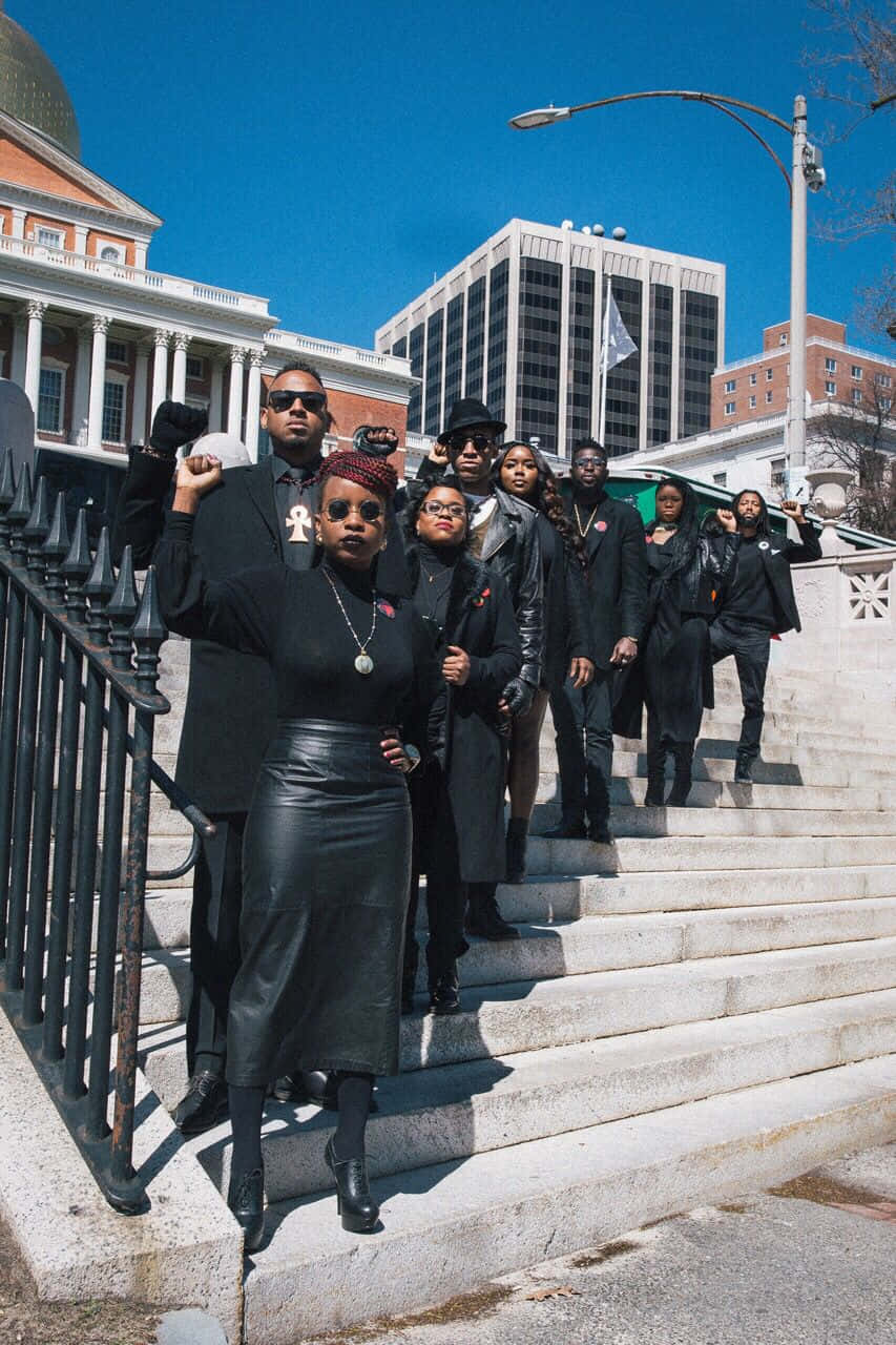 Black Panther Party, stone steps, historic building, HD Phone Wallpaper
