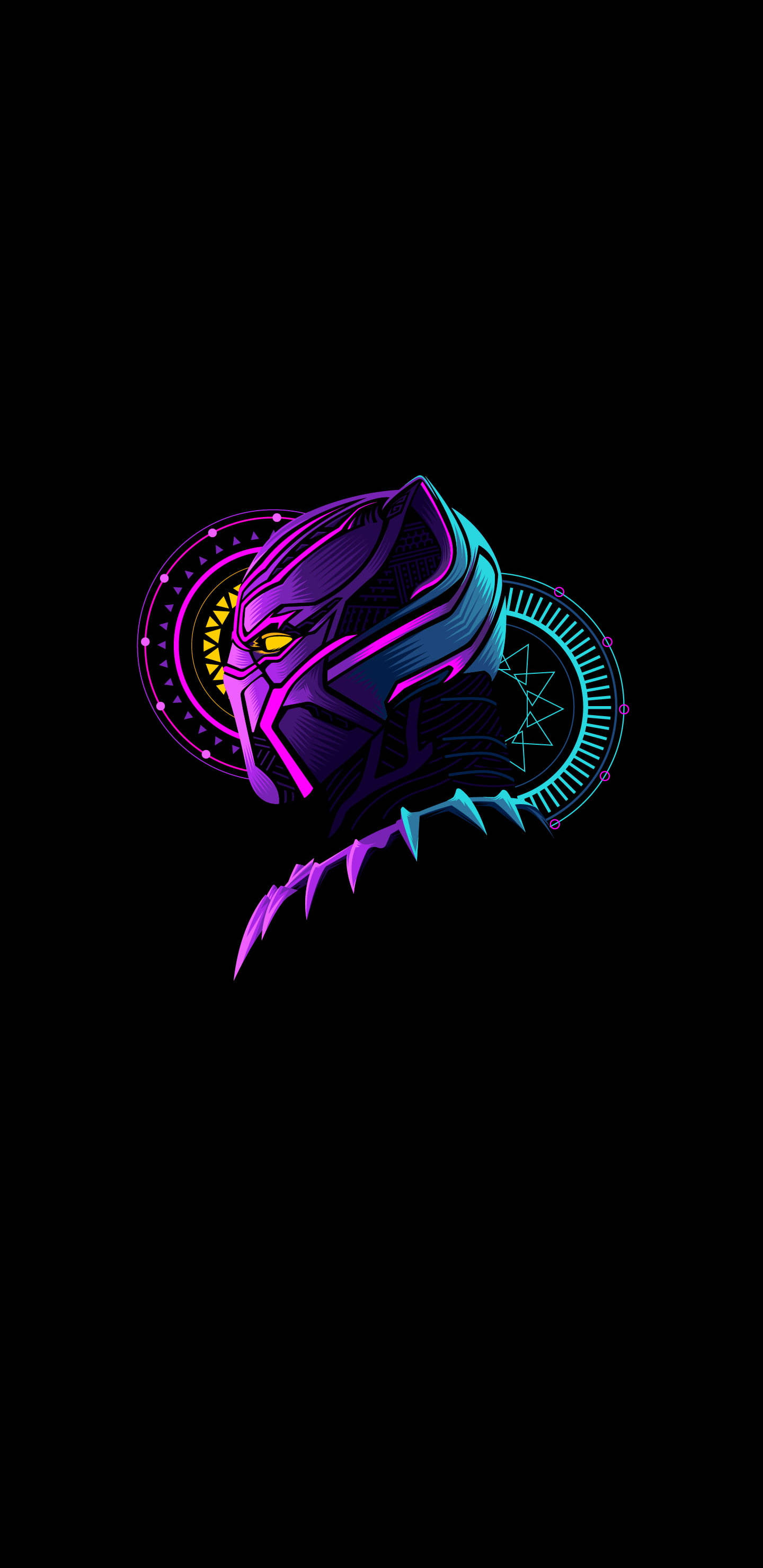 Black Panther, 2K Amoled, neon purple, 2K Phone Wallpaper