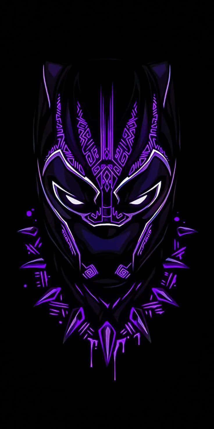 Black Panther, glowing purple, tribal patterns, HD Phone Wallpaper