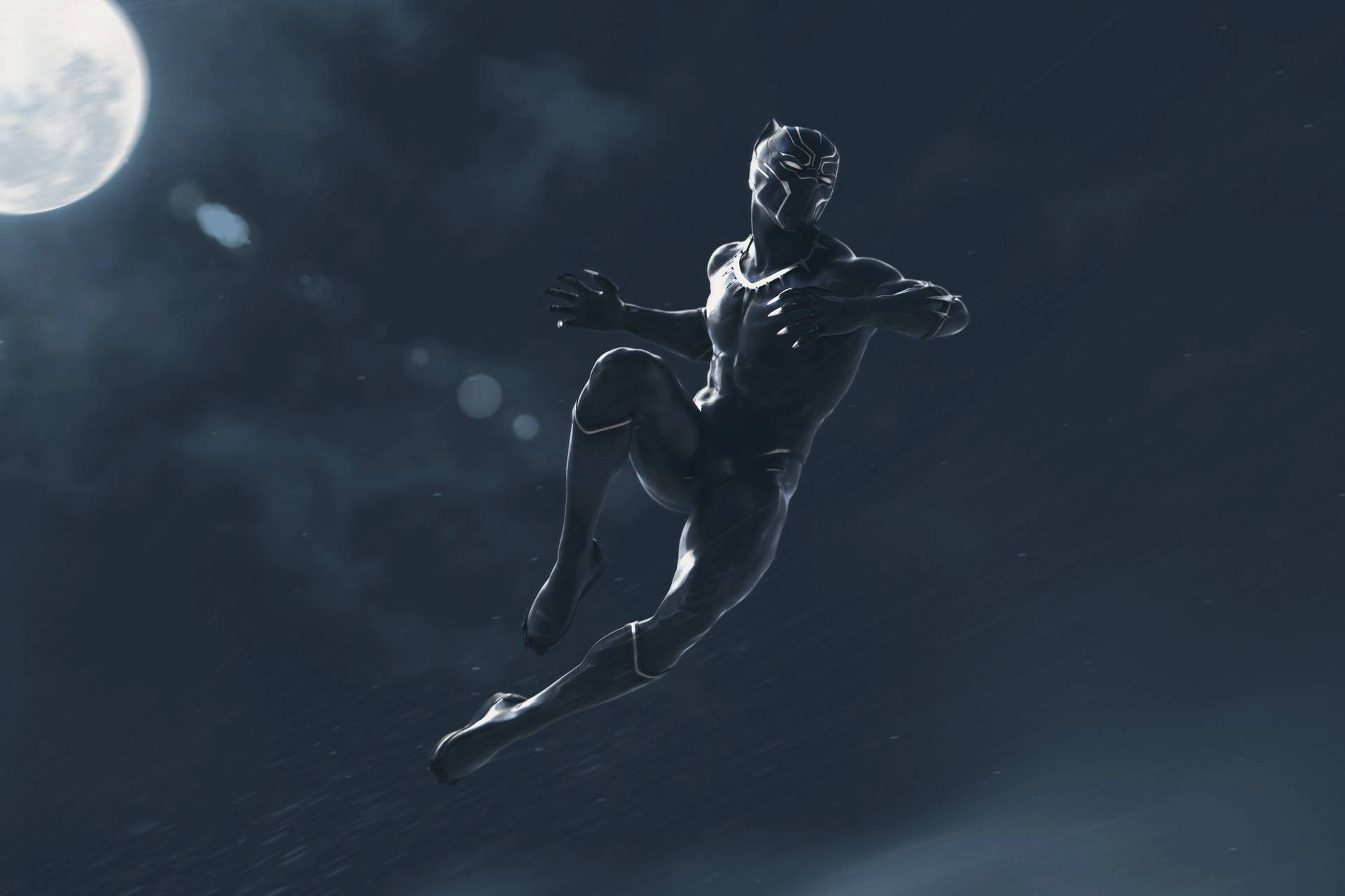 Black Panther, full moon, rainy night sky, Full HD Desktop Wallpaper