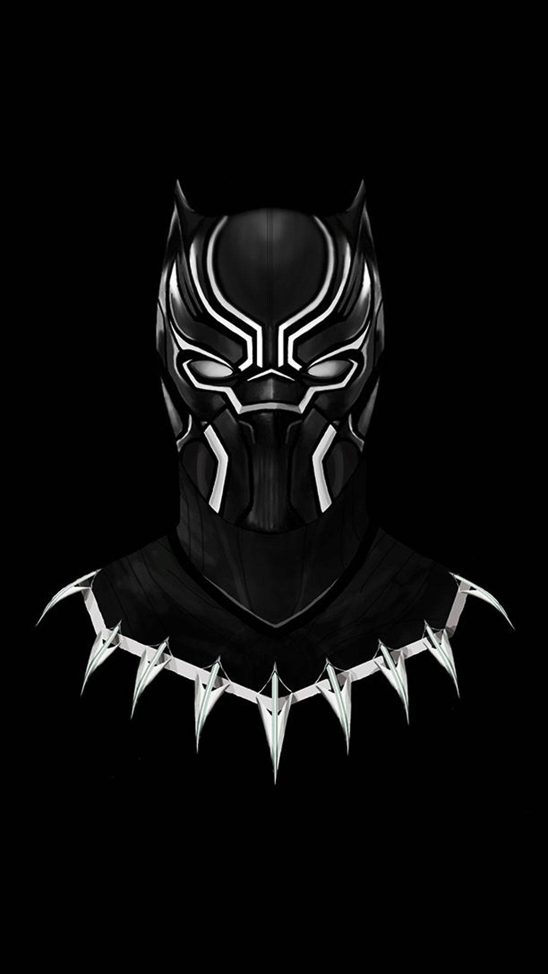 Black Panther, iconic mask, spiked collar, Full HD Phone Wallpaper