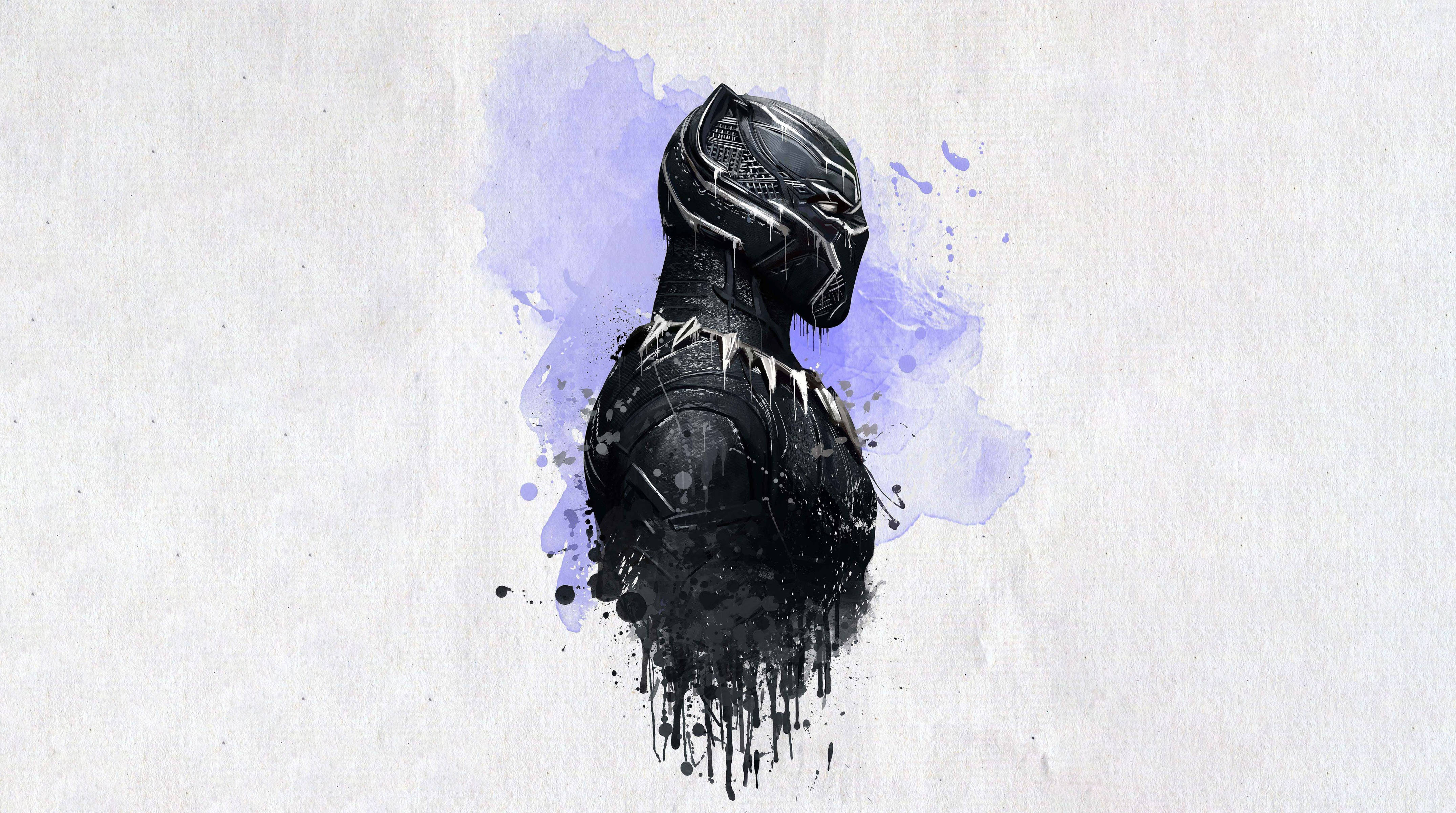 Black Panther, black armor, white accents, 4K Desktop Wallpaper