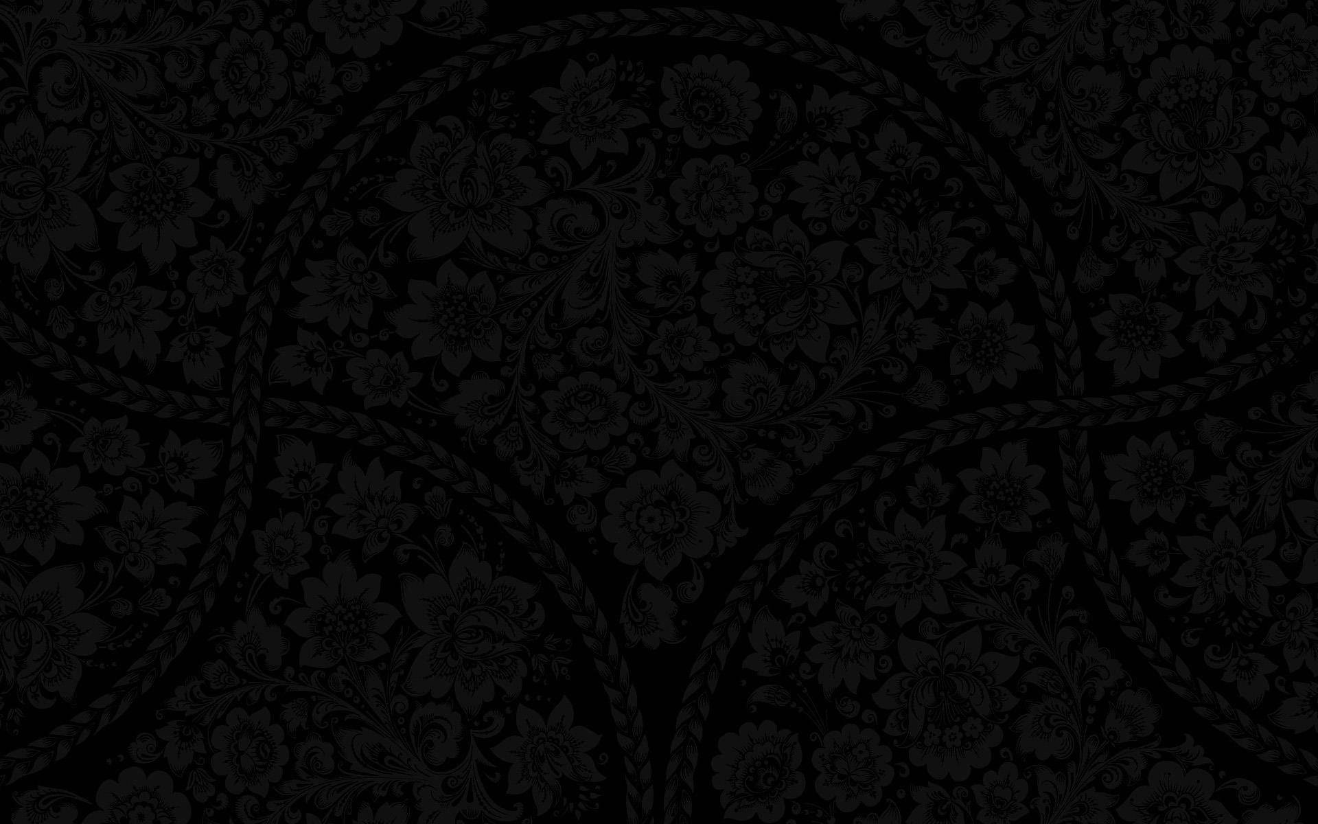 retro floral aesthetic, black pattern, floral damask pattern, Full HD Desktop Wallpaper