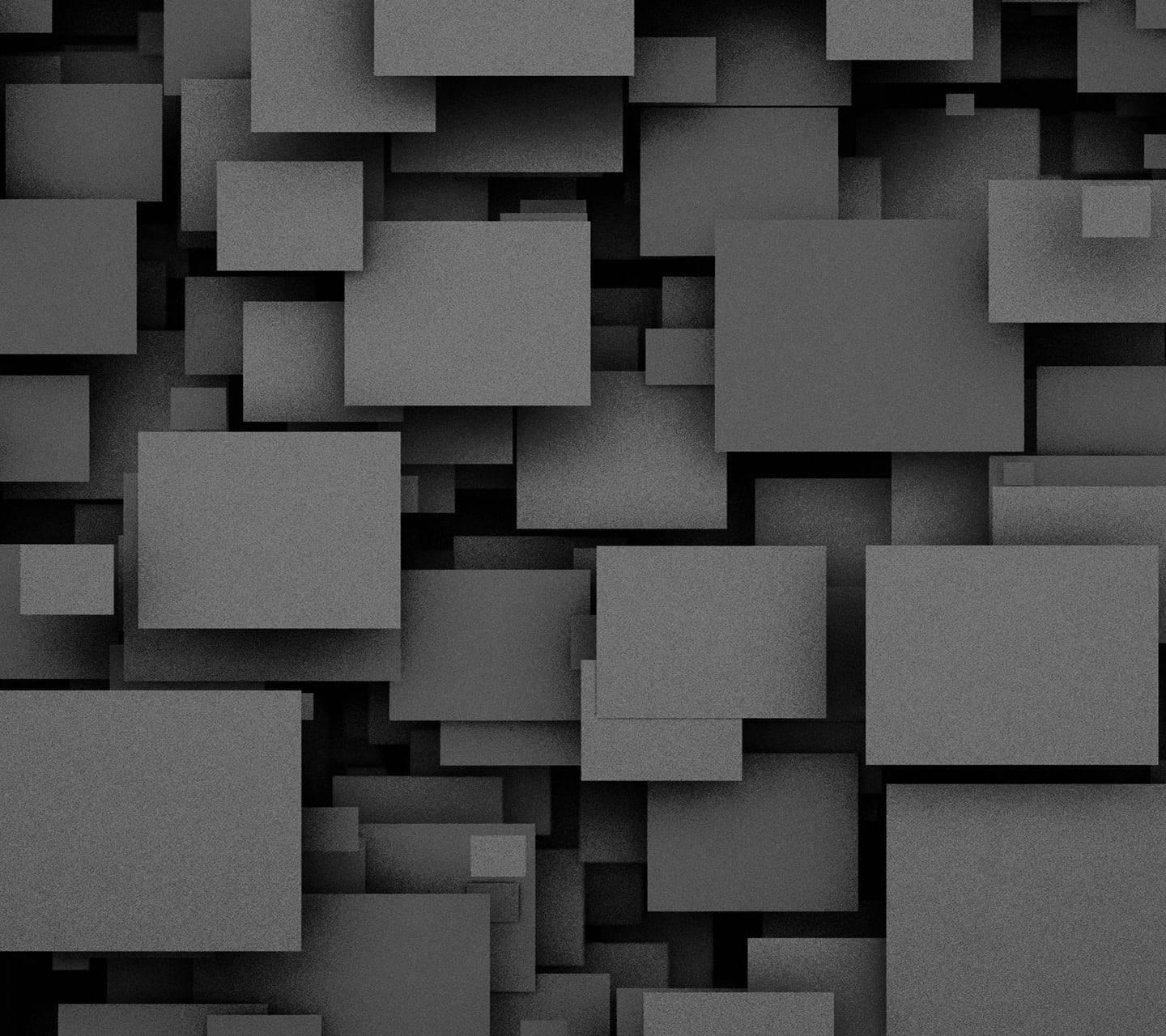 abstract trippy rectangular black pattern, 3d-rendered geometric blocks, varying shades of gray, HD Desktop Wallpaper