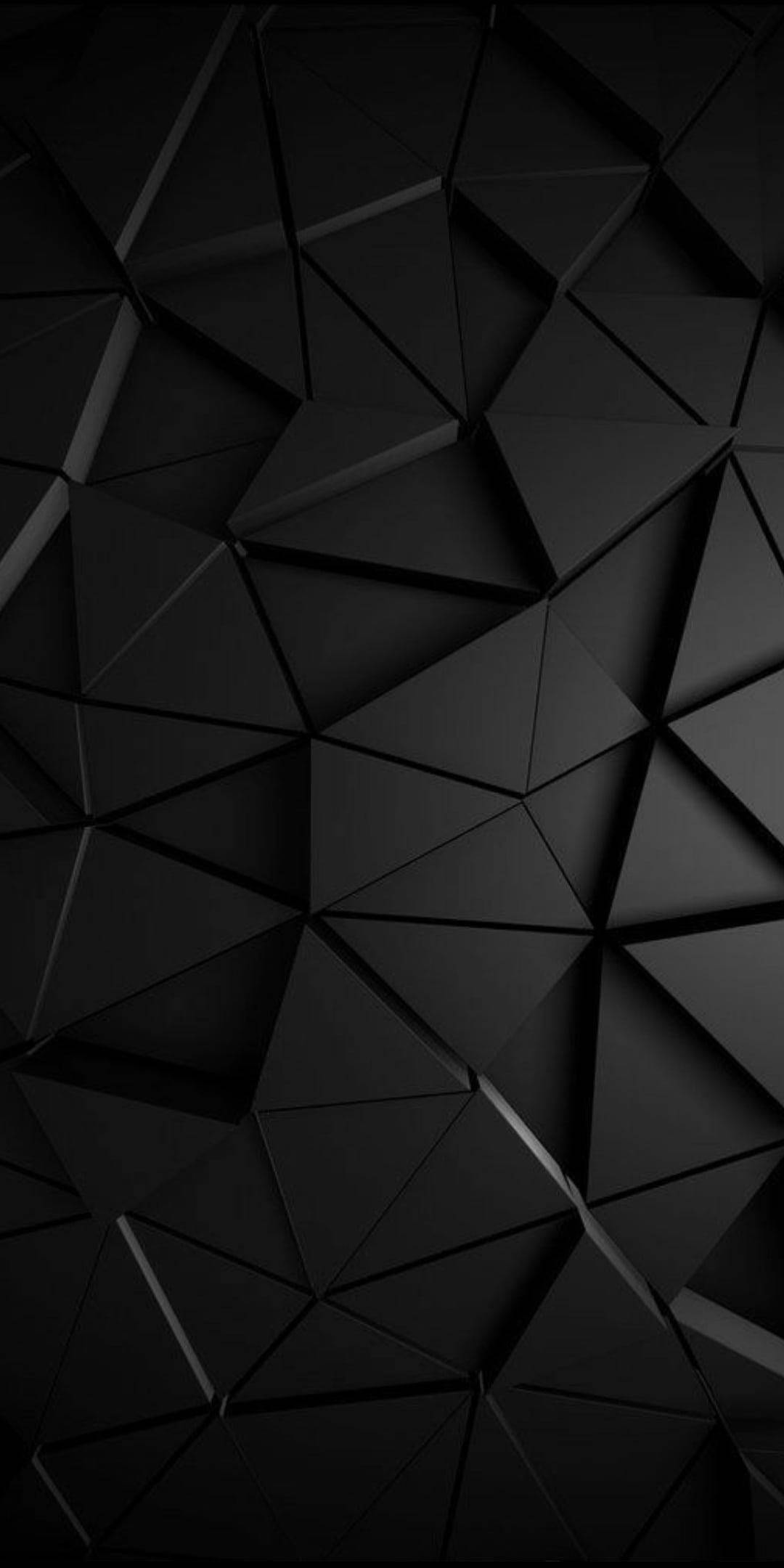 3D Geometric Triangle, black pattern, monochrome, Full HD Phone Wallpaper