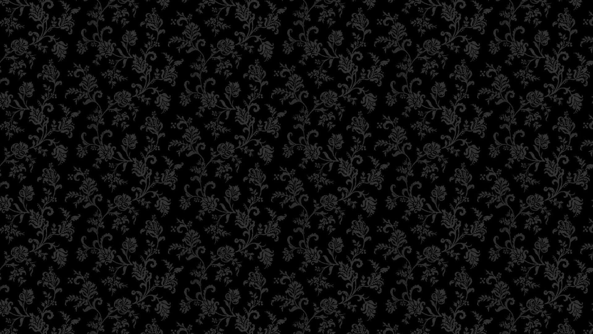 black floral pattern, dark gray floral vines, deep black background, Full HD Desktop Wallpaper