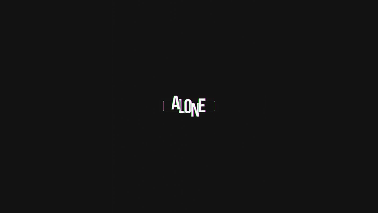 ALONE, white letters, solid black background, HD Desktop Wallpaper