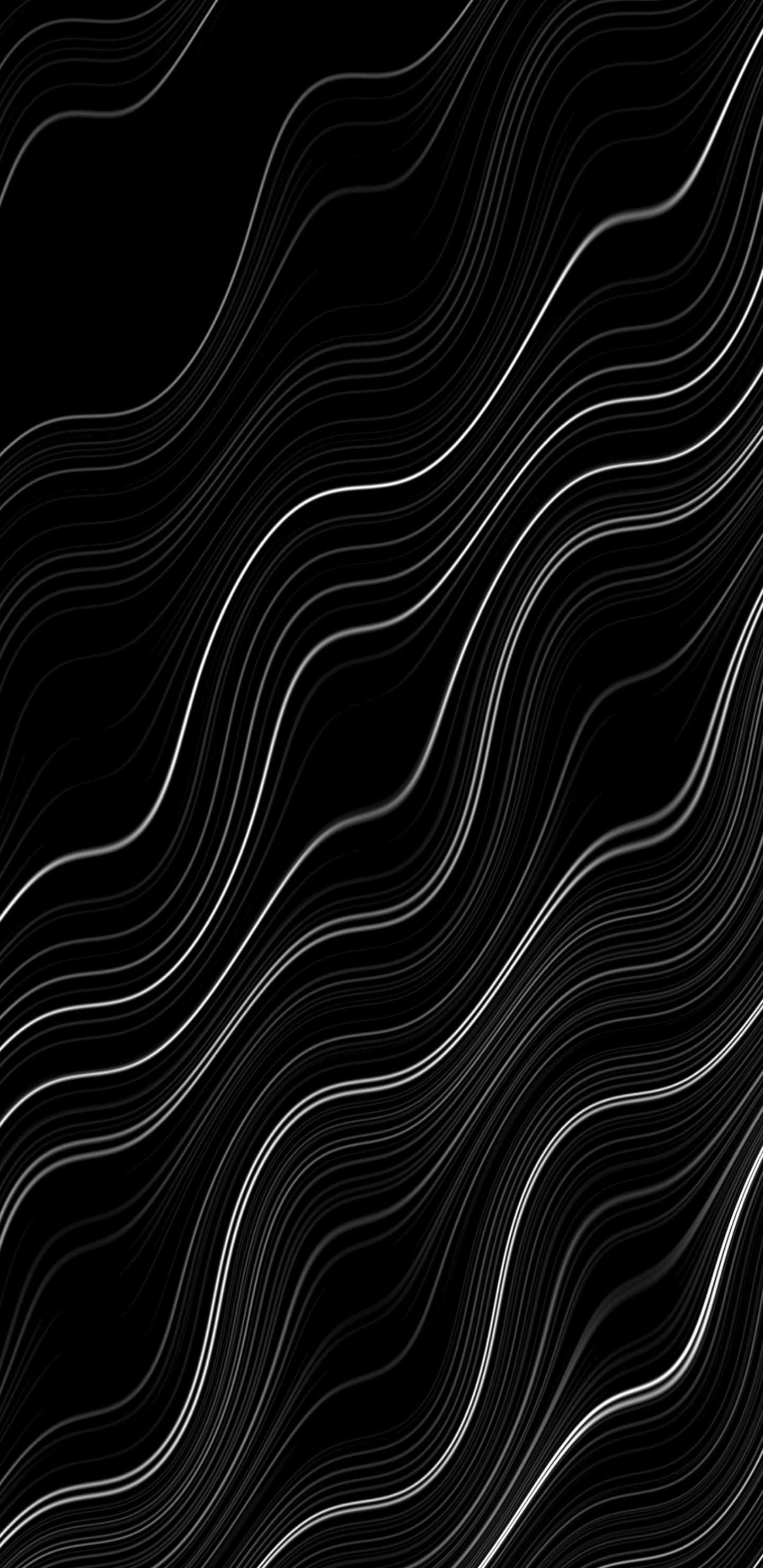 black and white wavy background, deep black background, elegant flowing white lines, 2K Phone Wallpaper