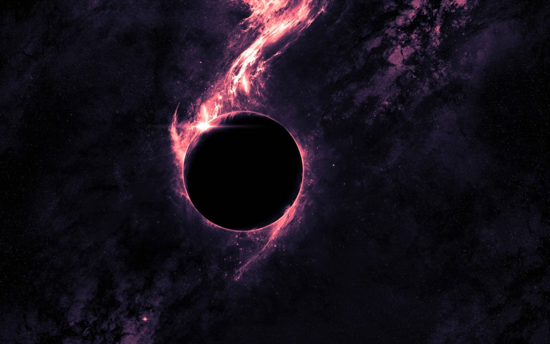 Black Planet, pink aura, glowing pink and purple accretion disk, Full HD Desktop Wallpaper