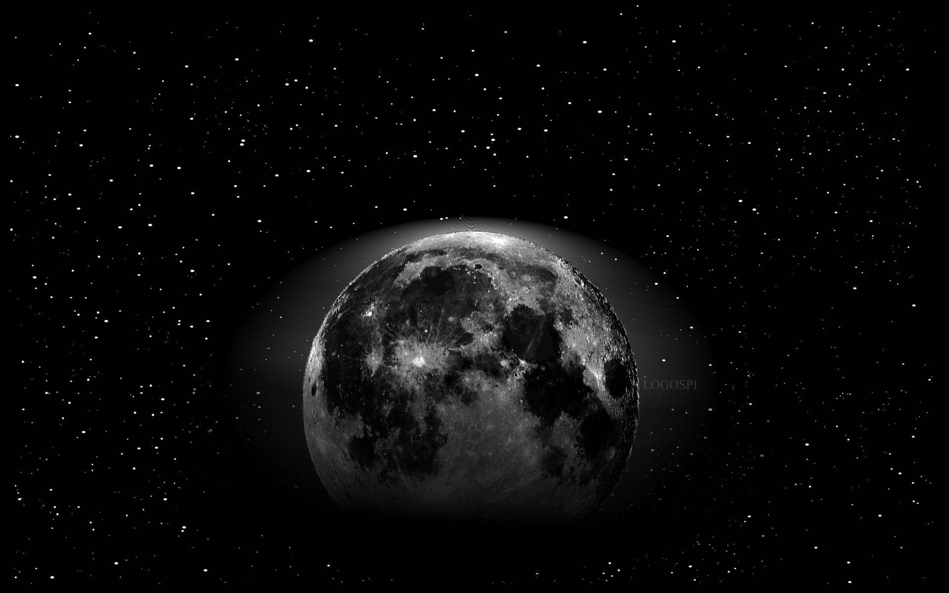 Black Planet, moon, craters, Full HD Desktop Wallpaper