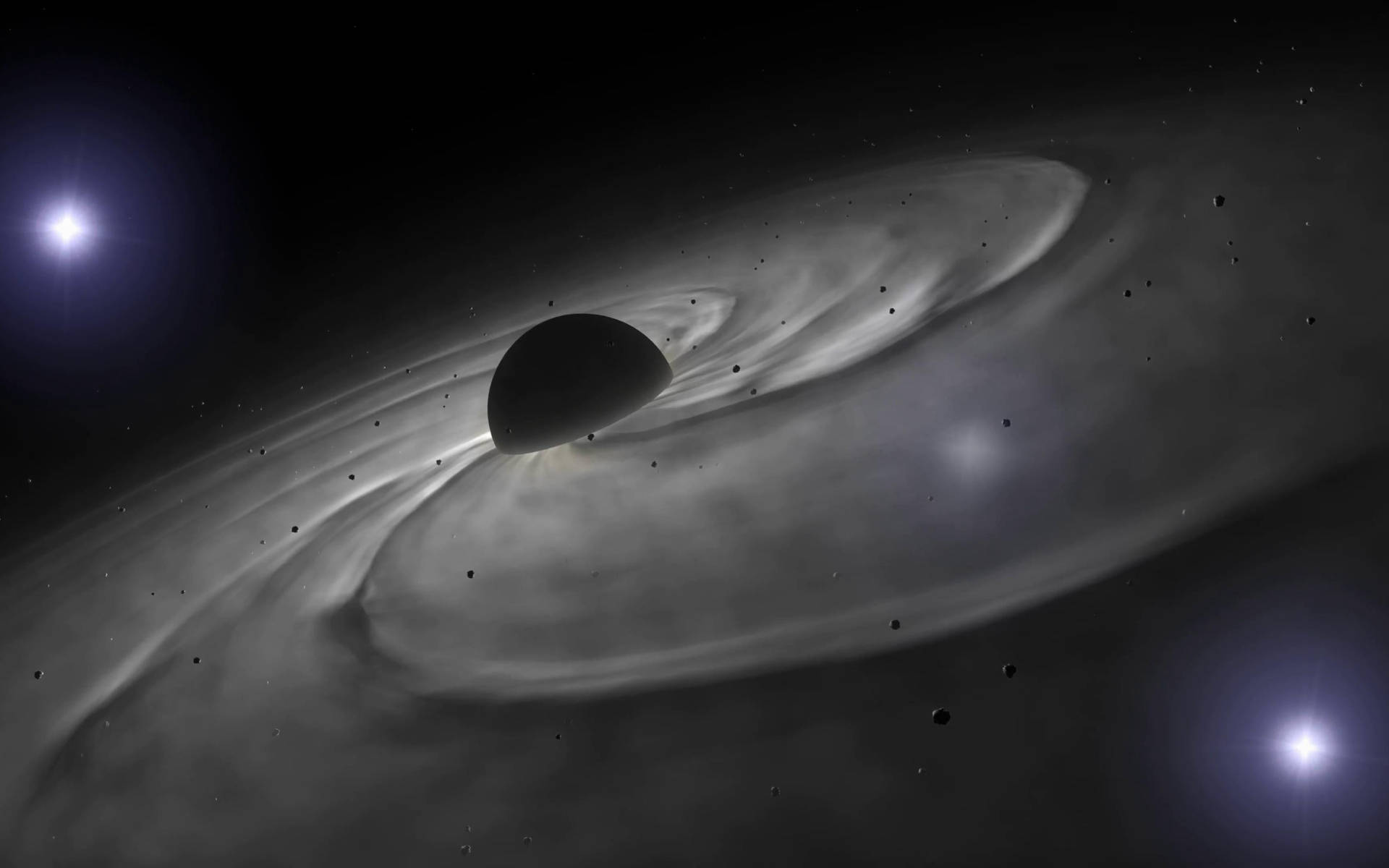 Black Planet, gray cosmos, cosmic black hole, Full HD Desktop Wallpaper