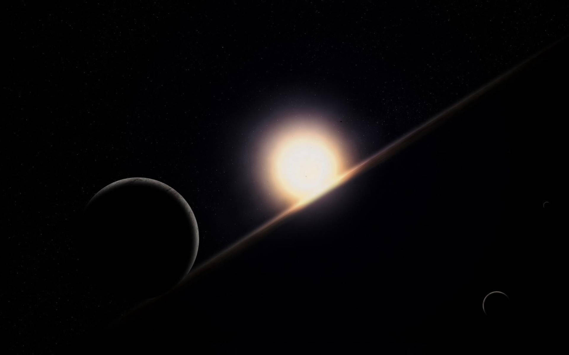 Black Planet, Bright Star, ring system, Full HD Desktop Wallpaper