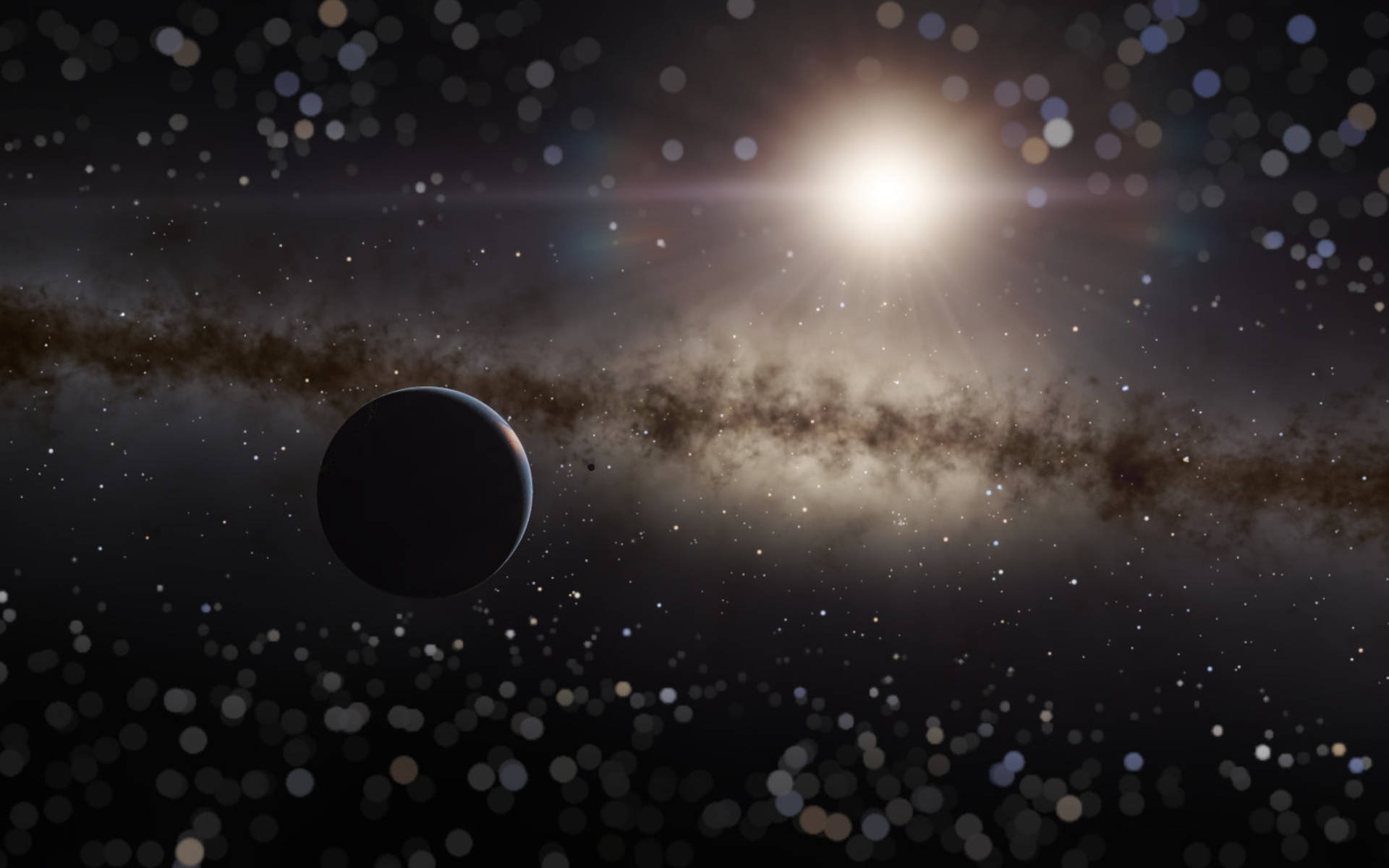 Black Planet, stars, luminous star, Full HD Desktop Wallpaper
