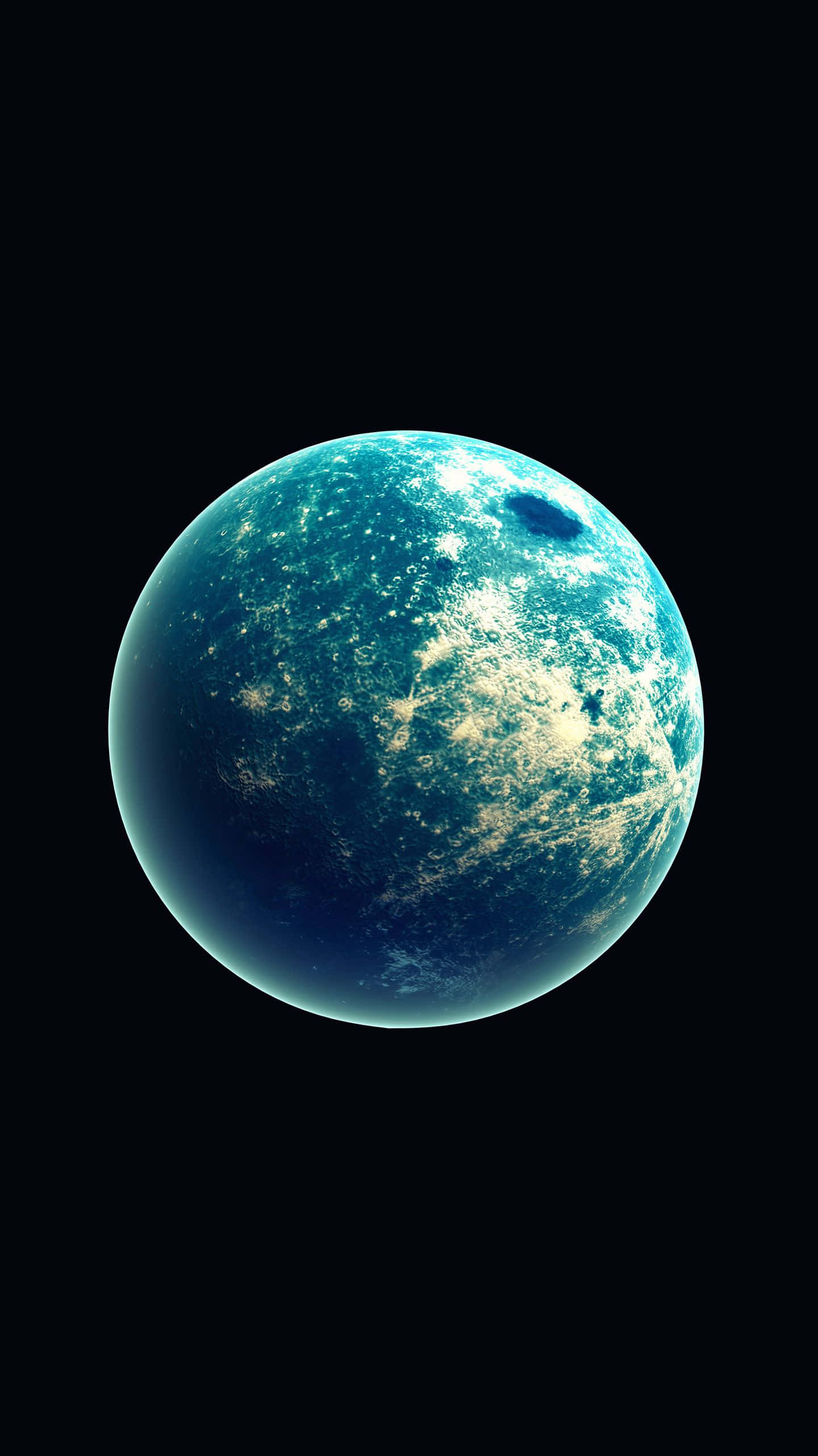 Blue AMOLED, glowing blue planet, swirling white clouds, 2K Phone Wallpaper