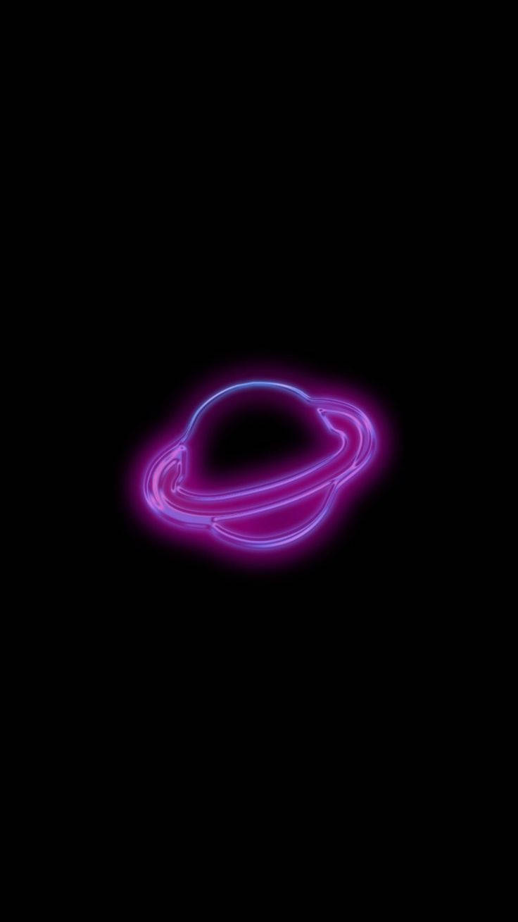 neon purple, blue planet, rings, HD Phone Wallpaper