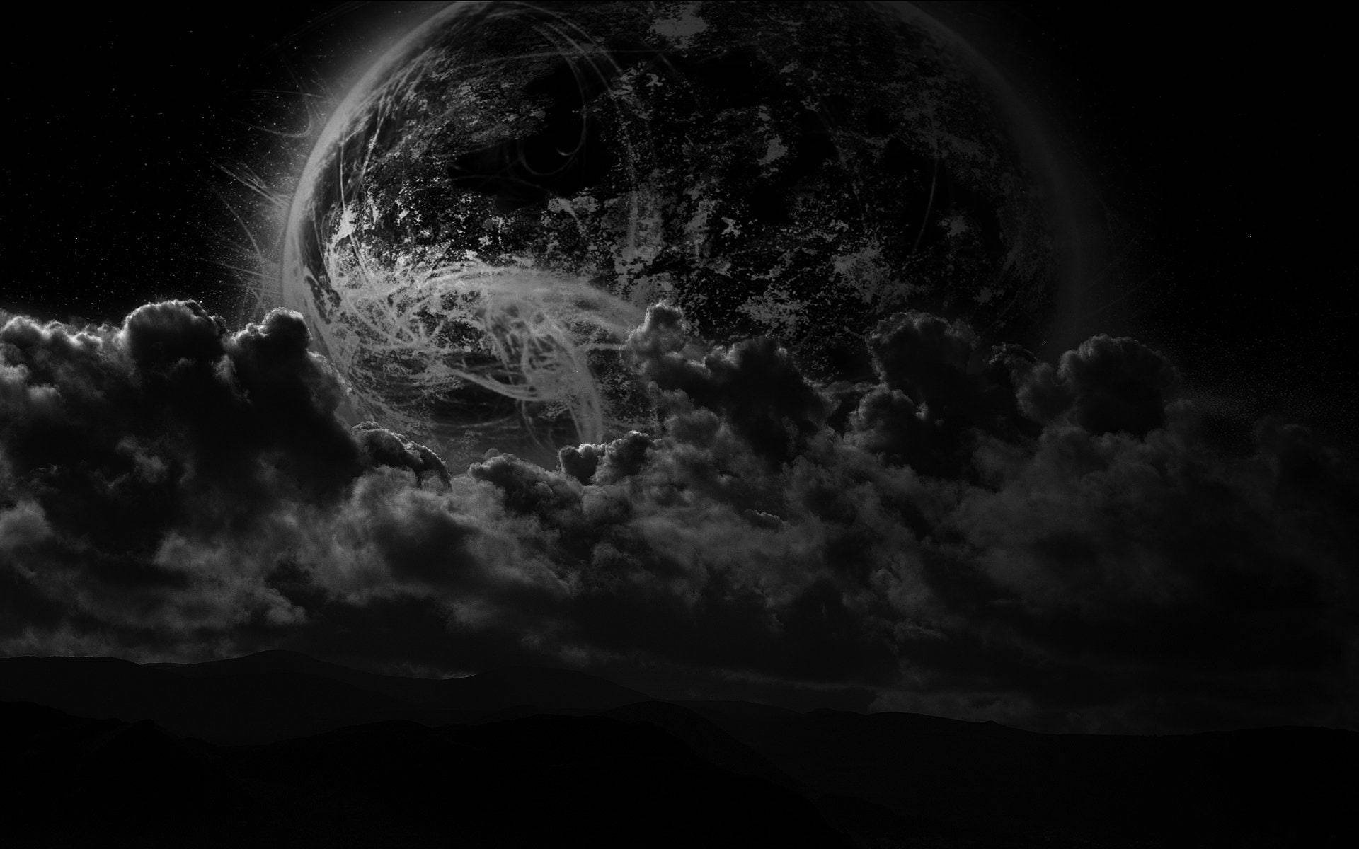 Black Planet, Earth, storm clouds, Full HD Desktop Wallpaper