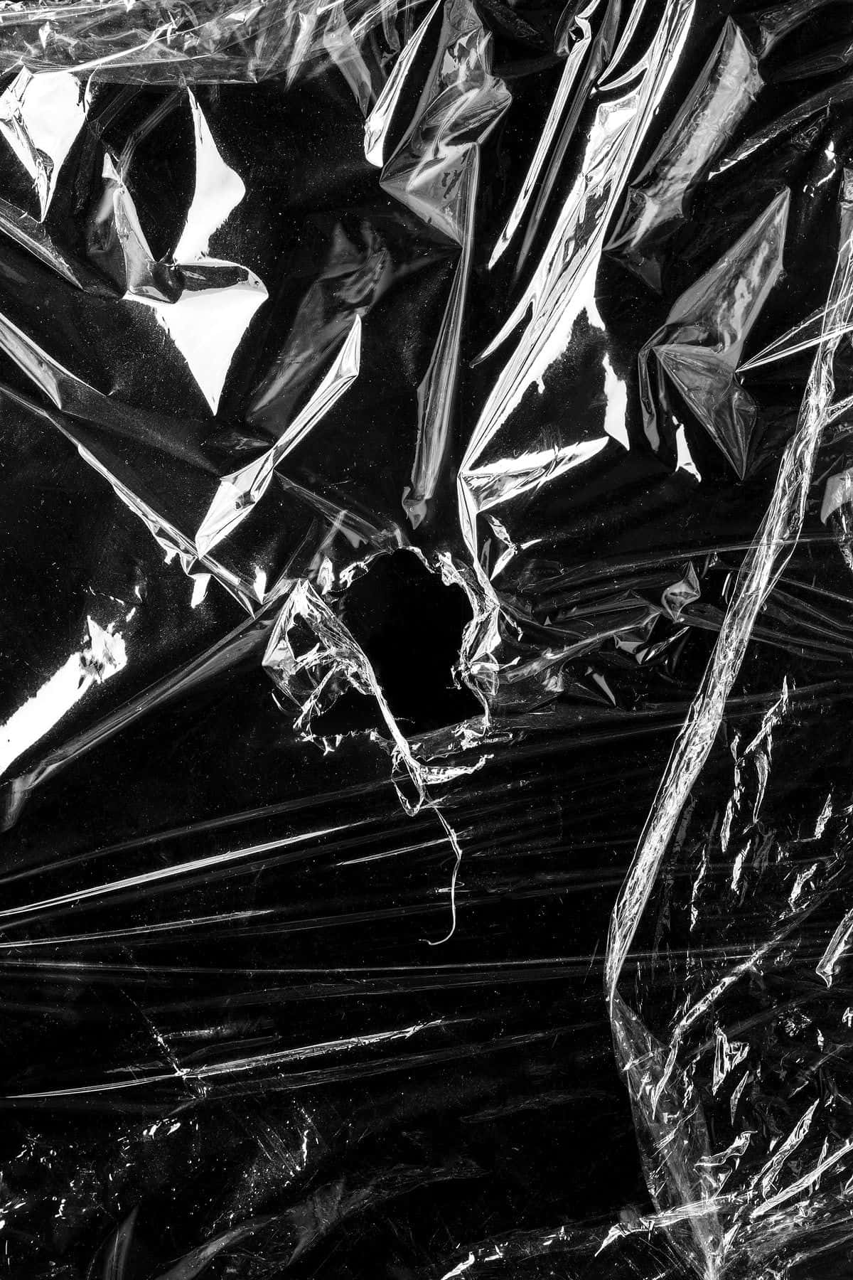 Black Plastic, crumpled black plastic wrap, sharp folds, HD Phone Wallpaper