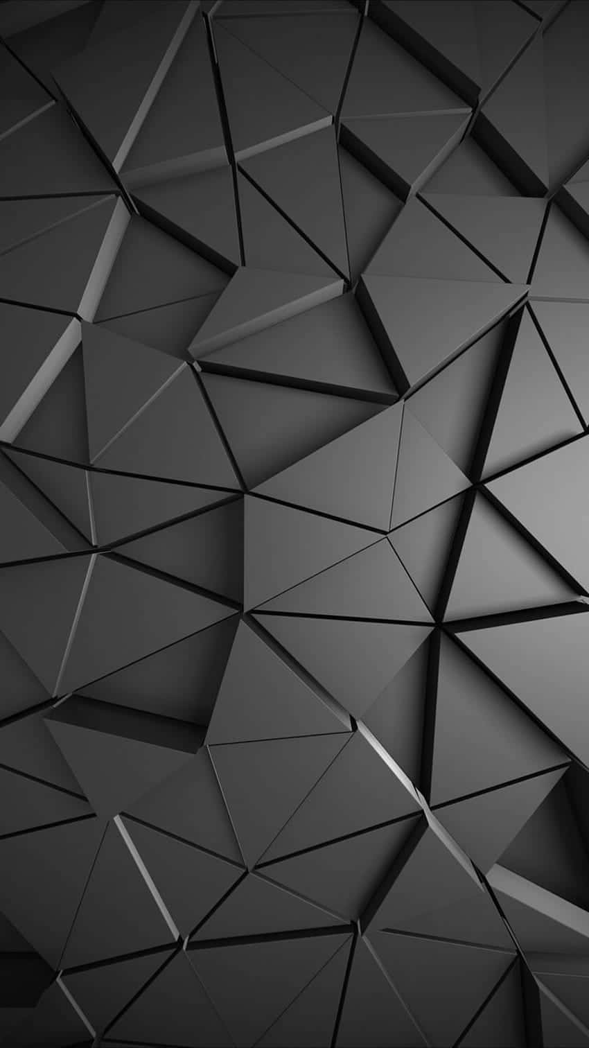 matte black, geometric triangles, repeating pattern, HD Phone Wallpaper
