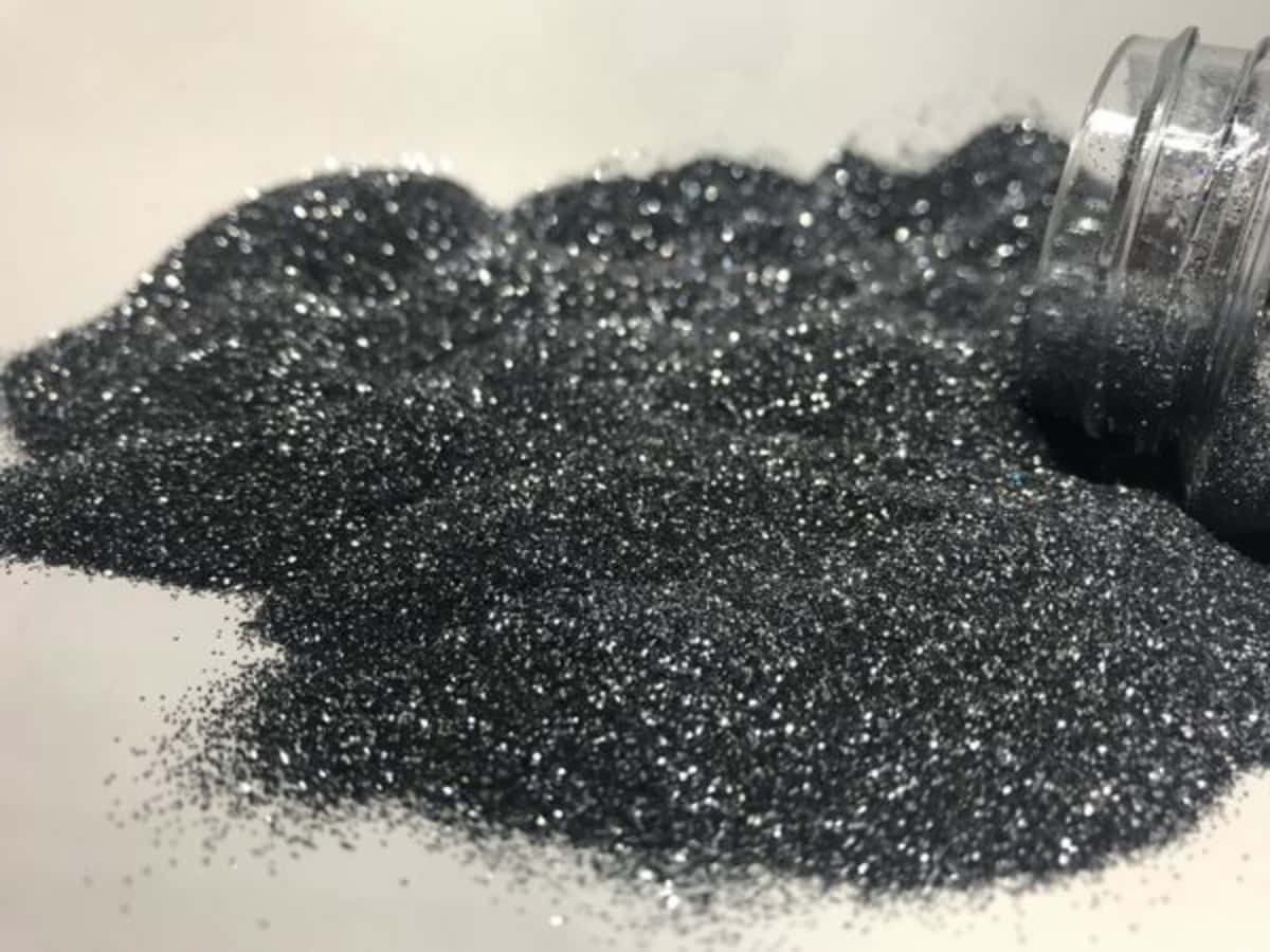Black Powder, dark silver glitter, clear jar, SD Desktop Wallpaper
