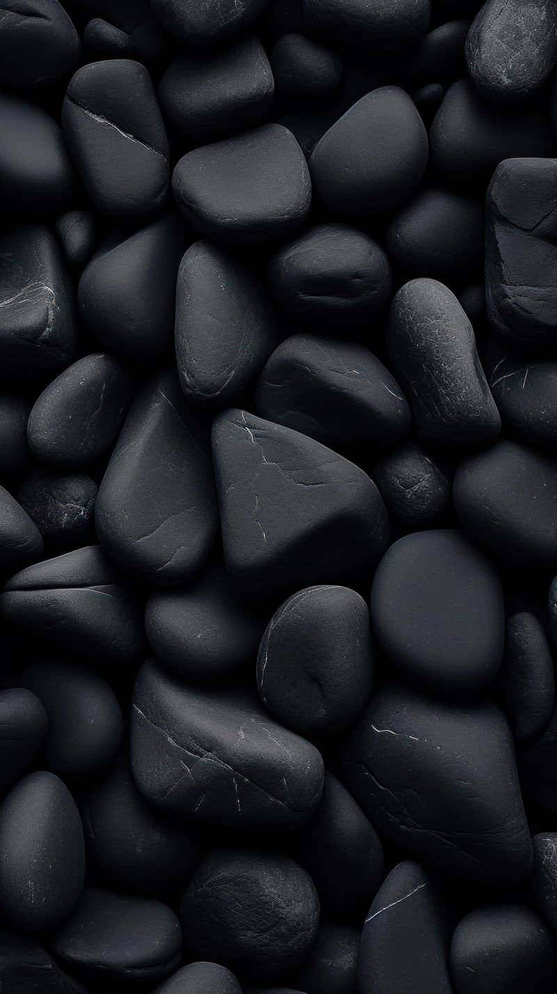 black pebbles texture, smooth black river stones, subtle gray veining, HD Phone Wallpaper