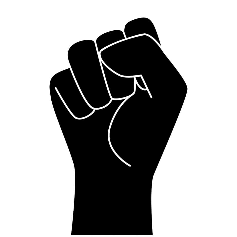 Black Power, black fist silhouette, white outline, SD Desktop Wallpaper