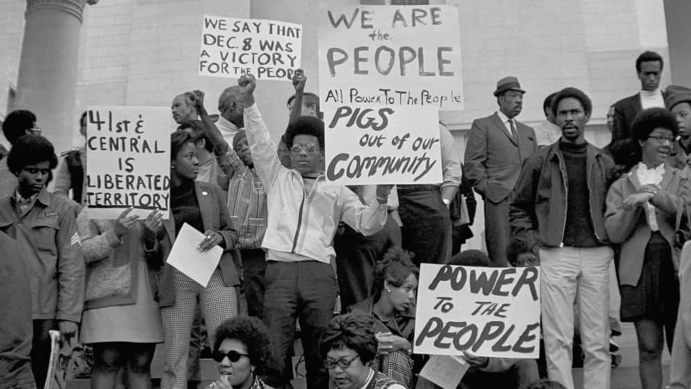 Black Power, protest crowd, signs, SD Desktop Wallpaper
