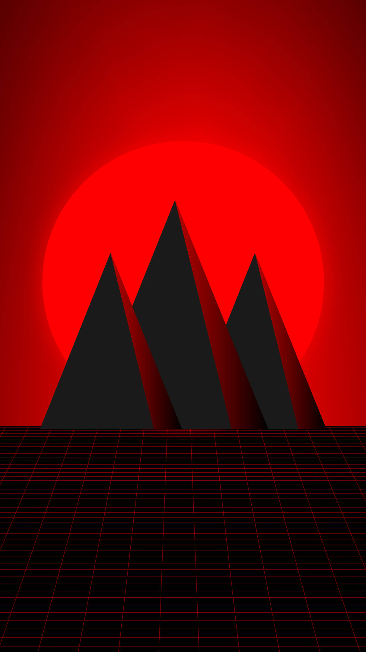 Black Pyramid, blood red sun, glowing red sun, Full HD Phone Wallpaper