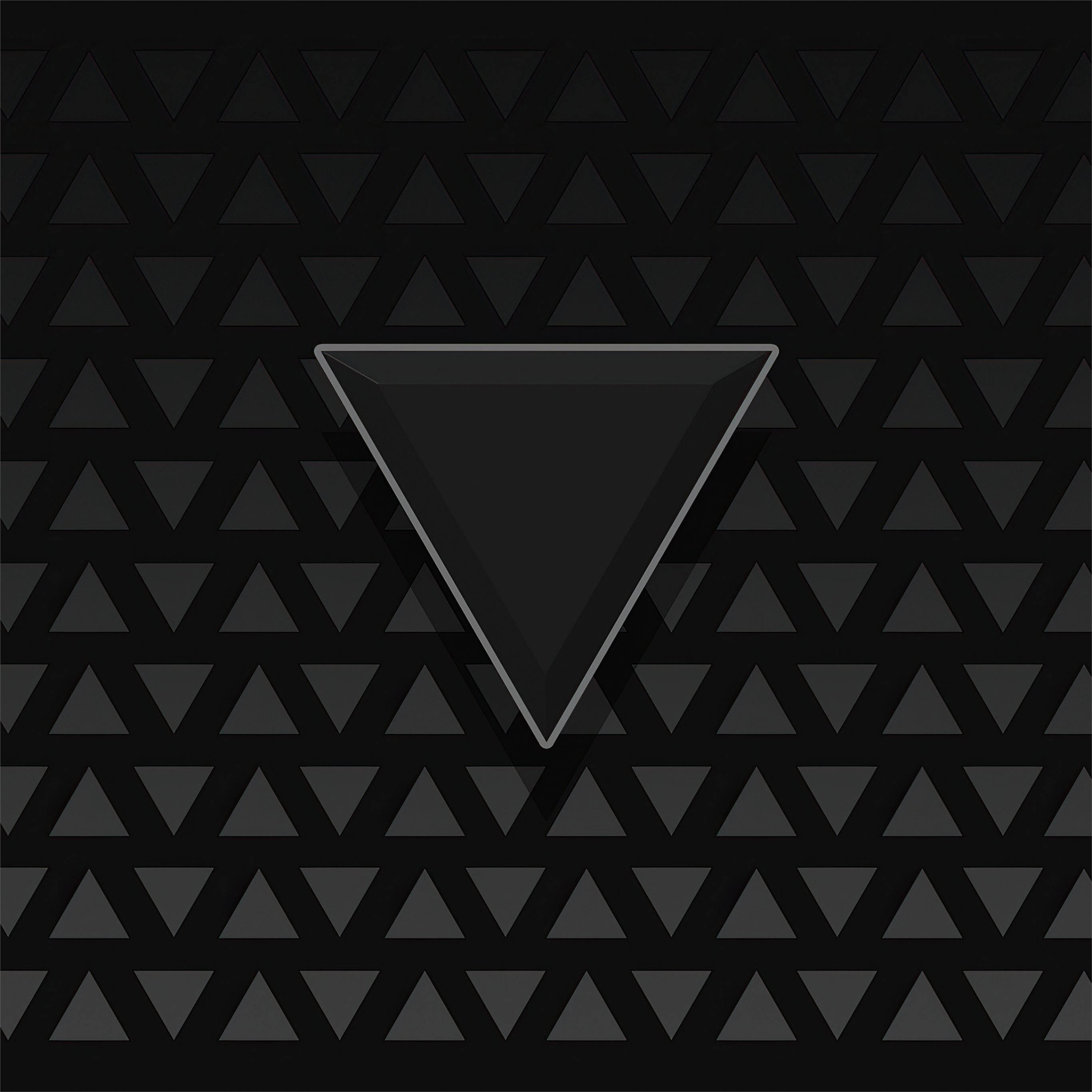 inverted black pyramid, minimalist black triangle, glowing outline, 2K Desktop Wallpaper