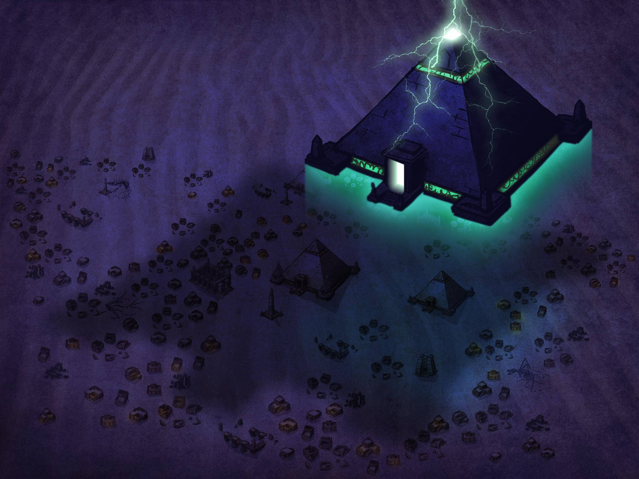Black Pyramid, green light, lightning, Full HD Desktop Wallpaper
