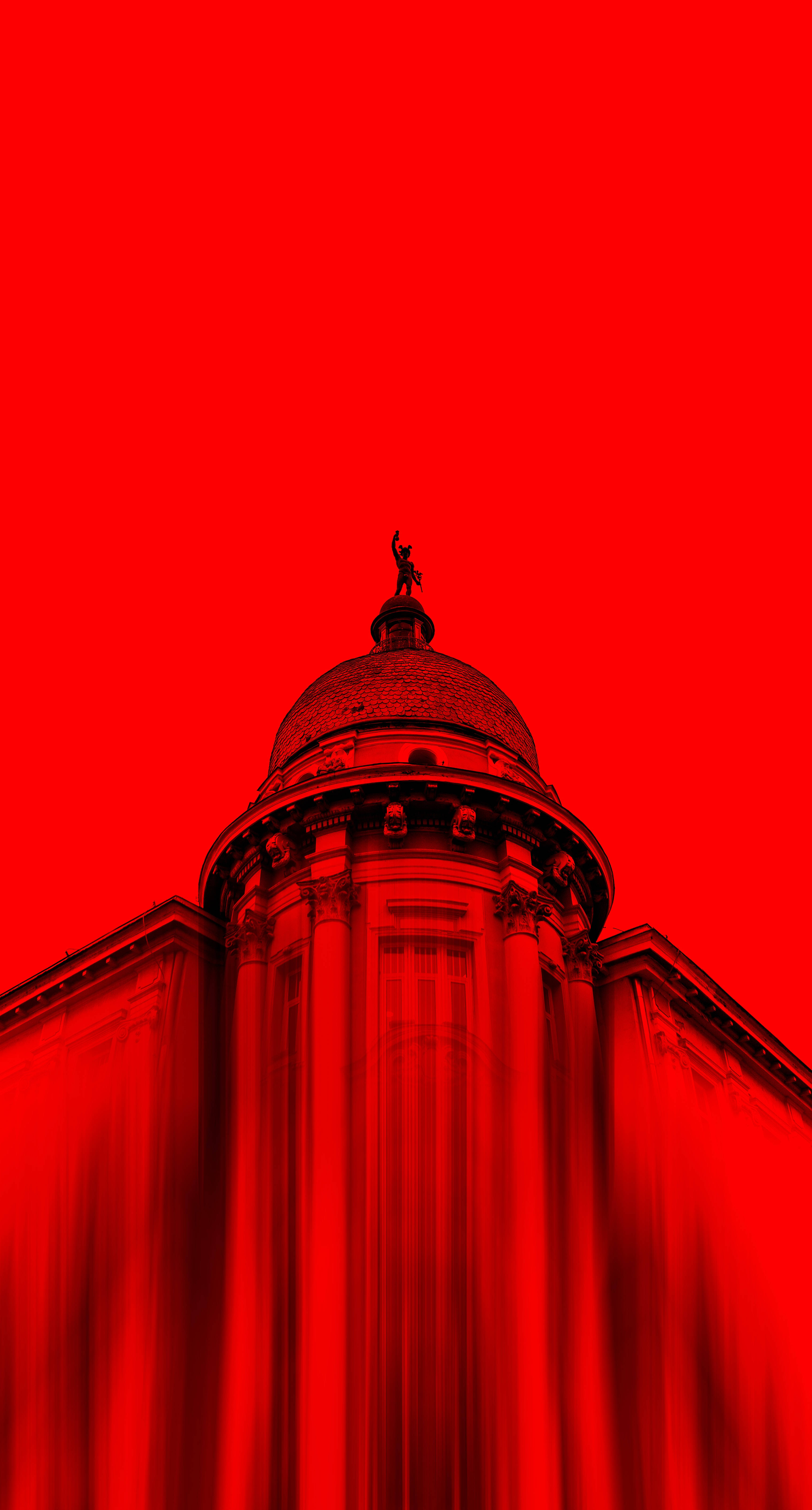 Black Red 4K Tower, domed building, intense red sky, 5K Phone Wallpaper