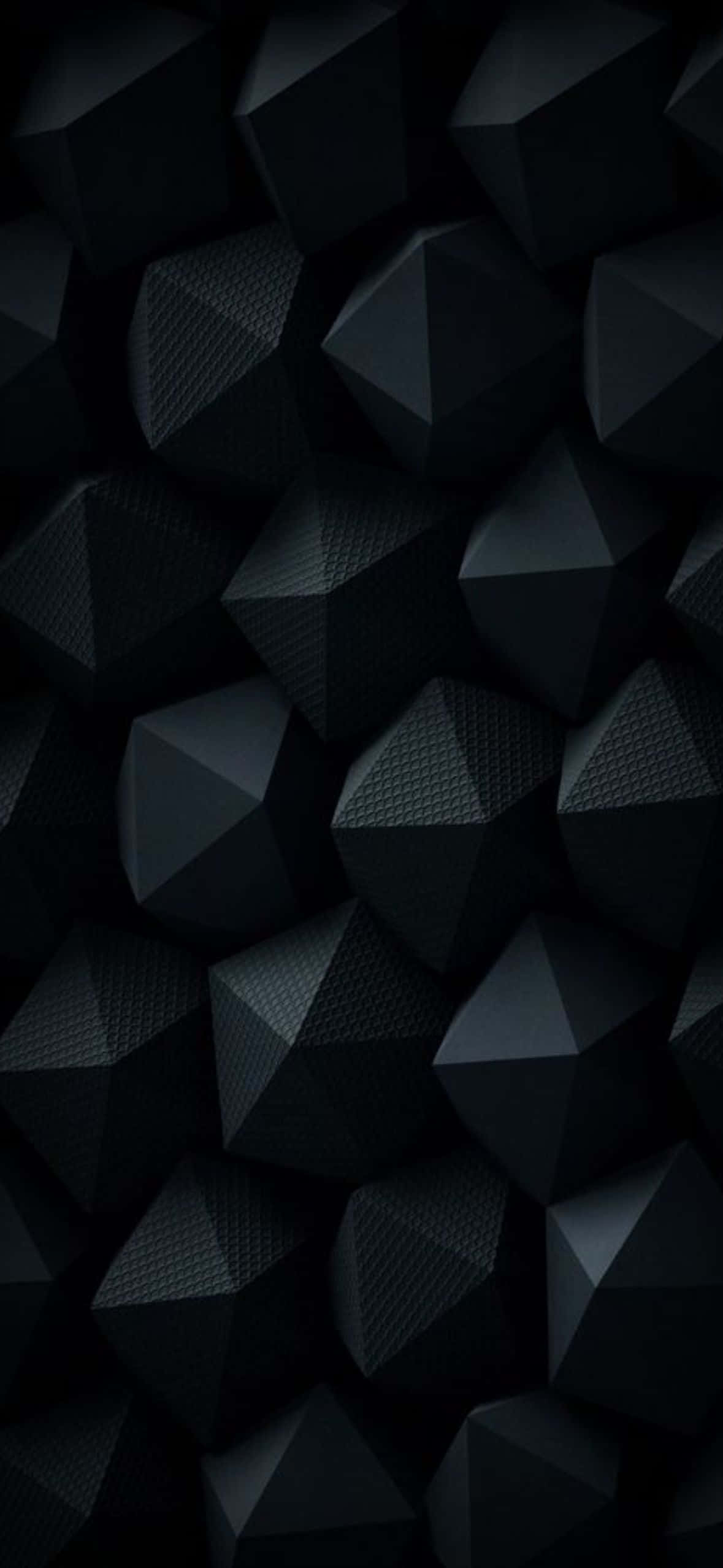 black geometric pattern, repeating pattern, black geometric polyhedra, Full HD Phone Wallpaper