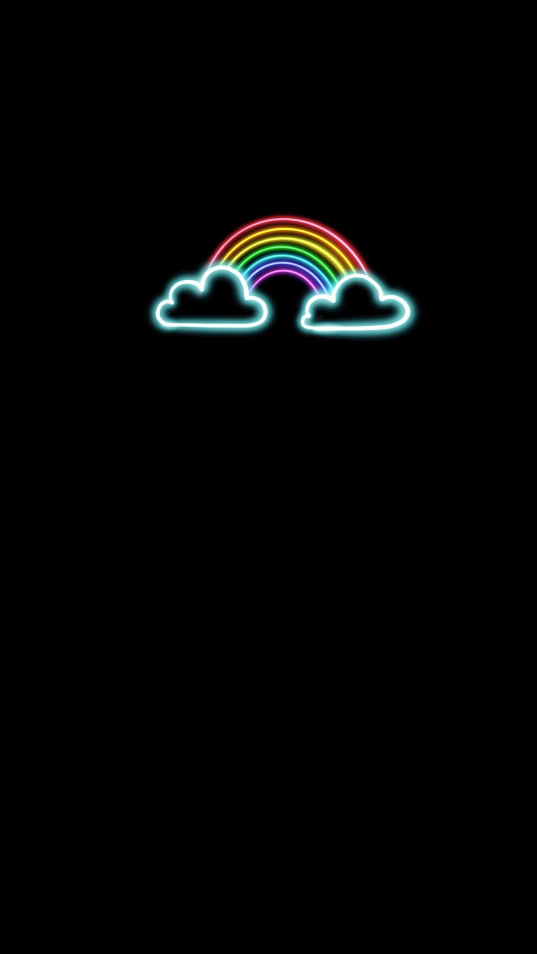 Black Rainbow, neon rainbow, clouds, Full HD Phone Wallpaper