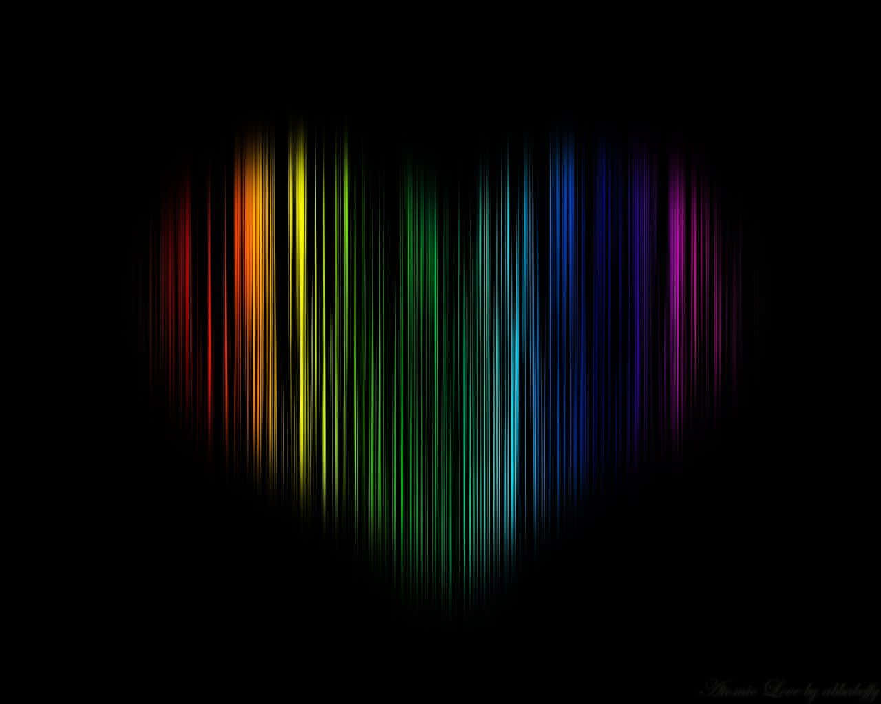 Black Rainbow, rainbow heart, vertical light streaks, HD Desktop Wallpaper