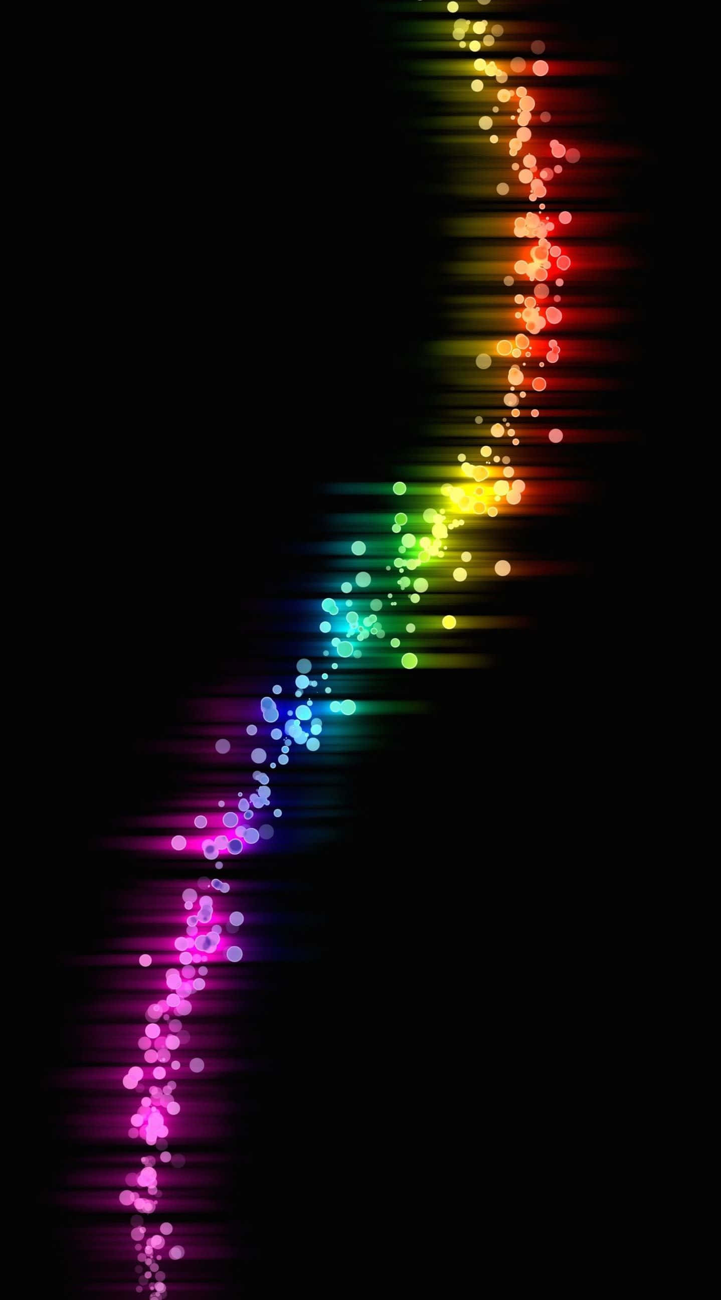 Black Rainbow, rainbow trail, glowing dots, 2K Phone Wallpaper