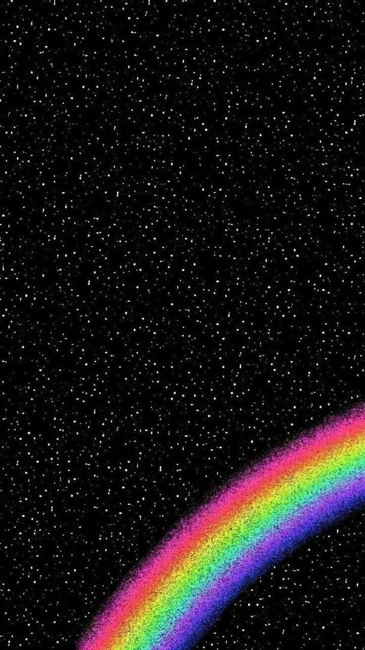 black rainbow, rainbow, starry black sky, HD Phone Wallpaper