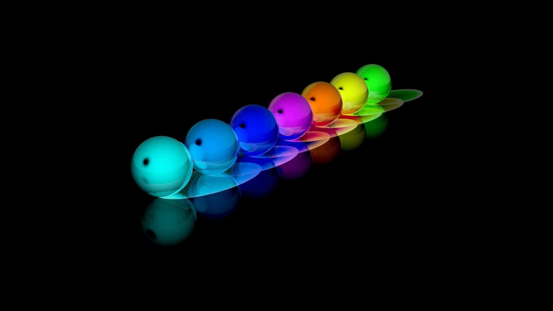 Black Rainbow, rainbow spheres, glowing, Full HD Desktop Wallpaper
