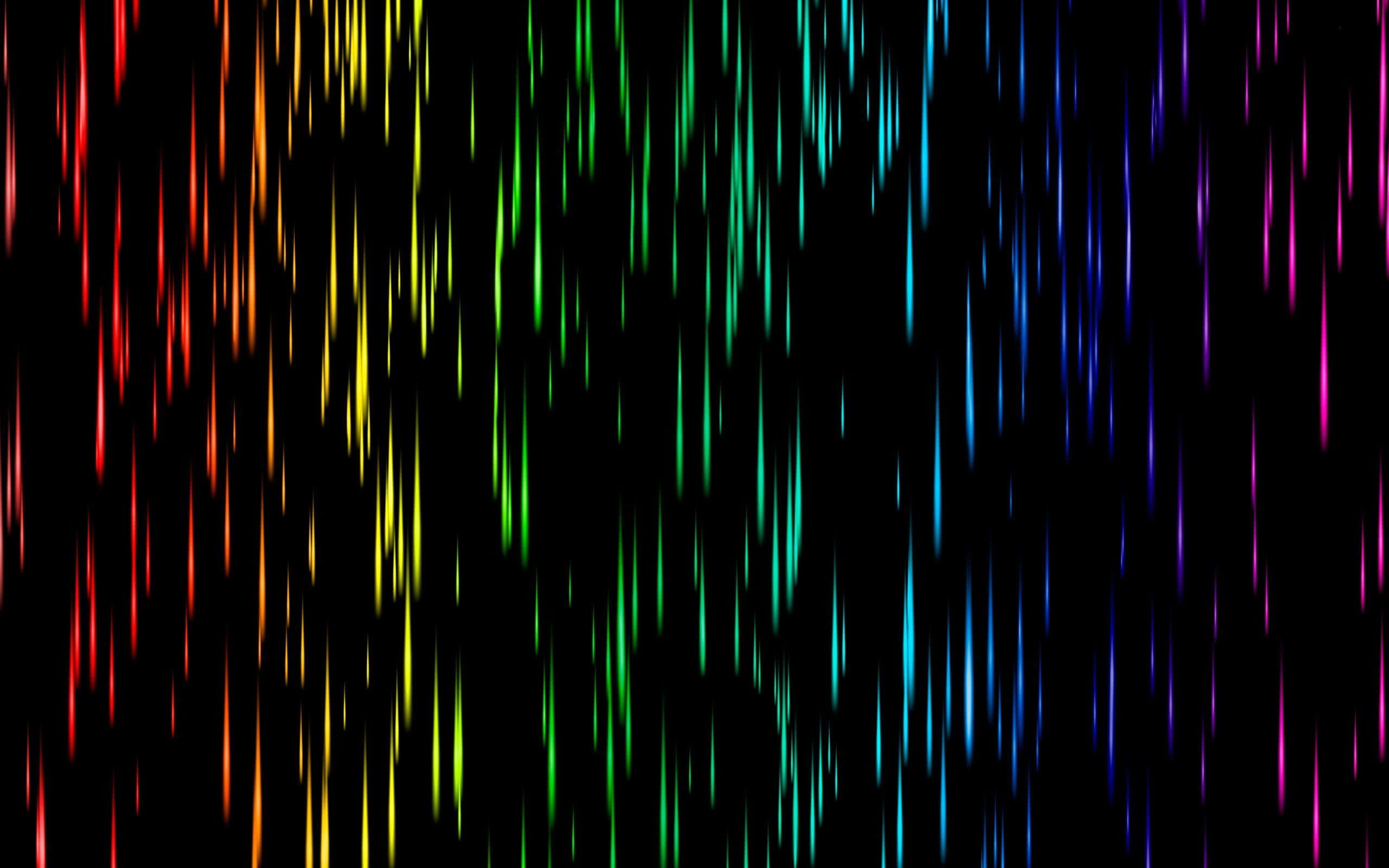 Black Rainbow, vibrant rainbow streaks, digital rain, 2K Desktop Wallpaper