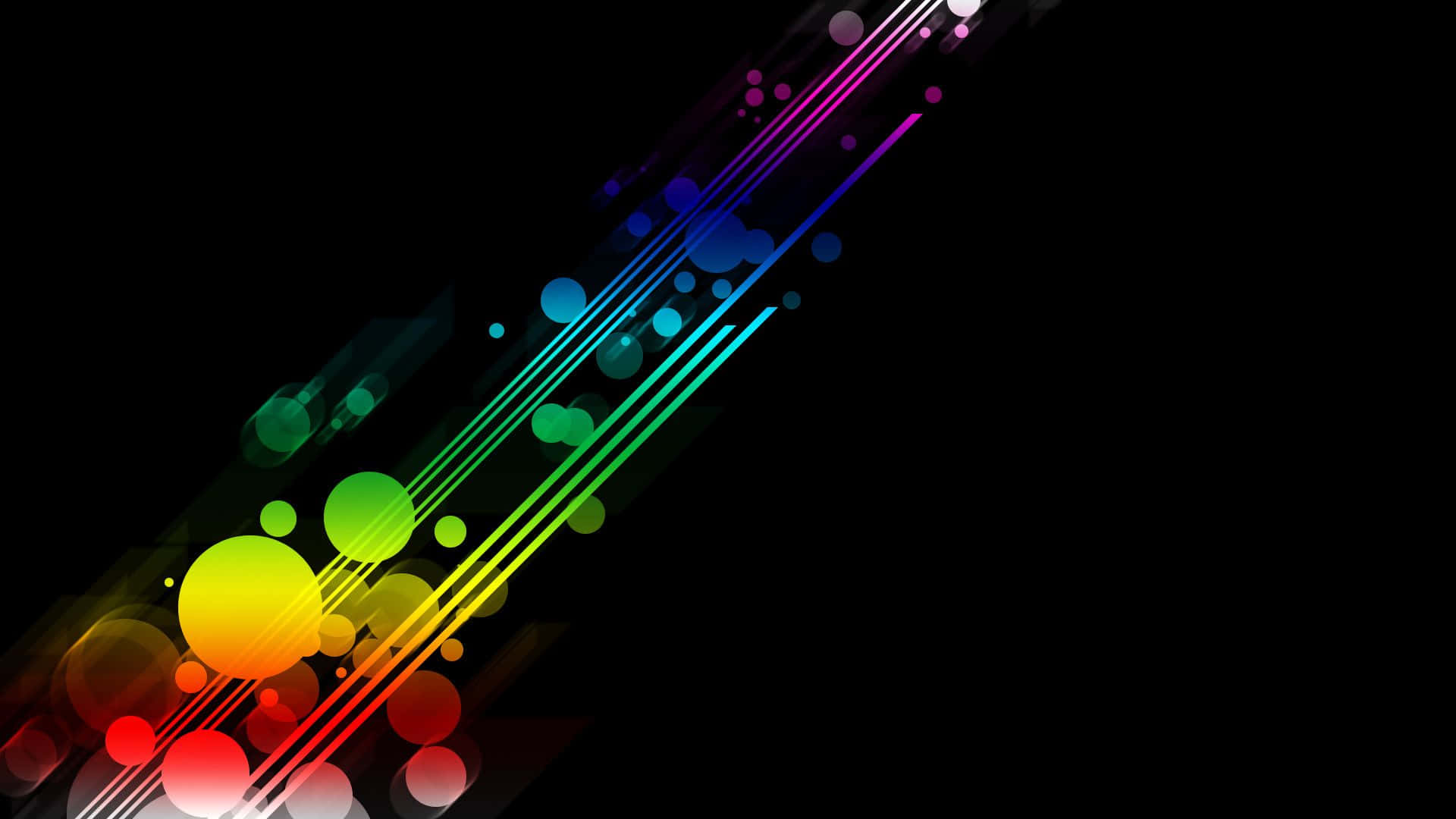 Black Rainbow, rainbow light streaks, glowing orbs, Full HD Desktop Wallpaper