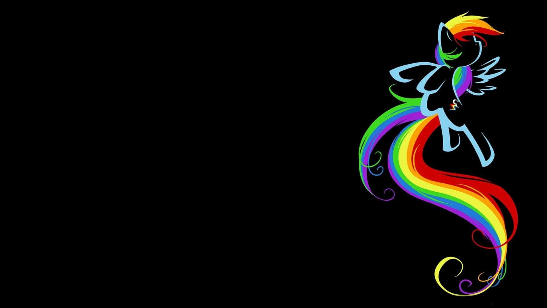 Black Rainbow, rainbow-colored pony silhouette, flowing mane and tail, Full HD Desktop Wallpaper
