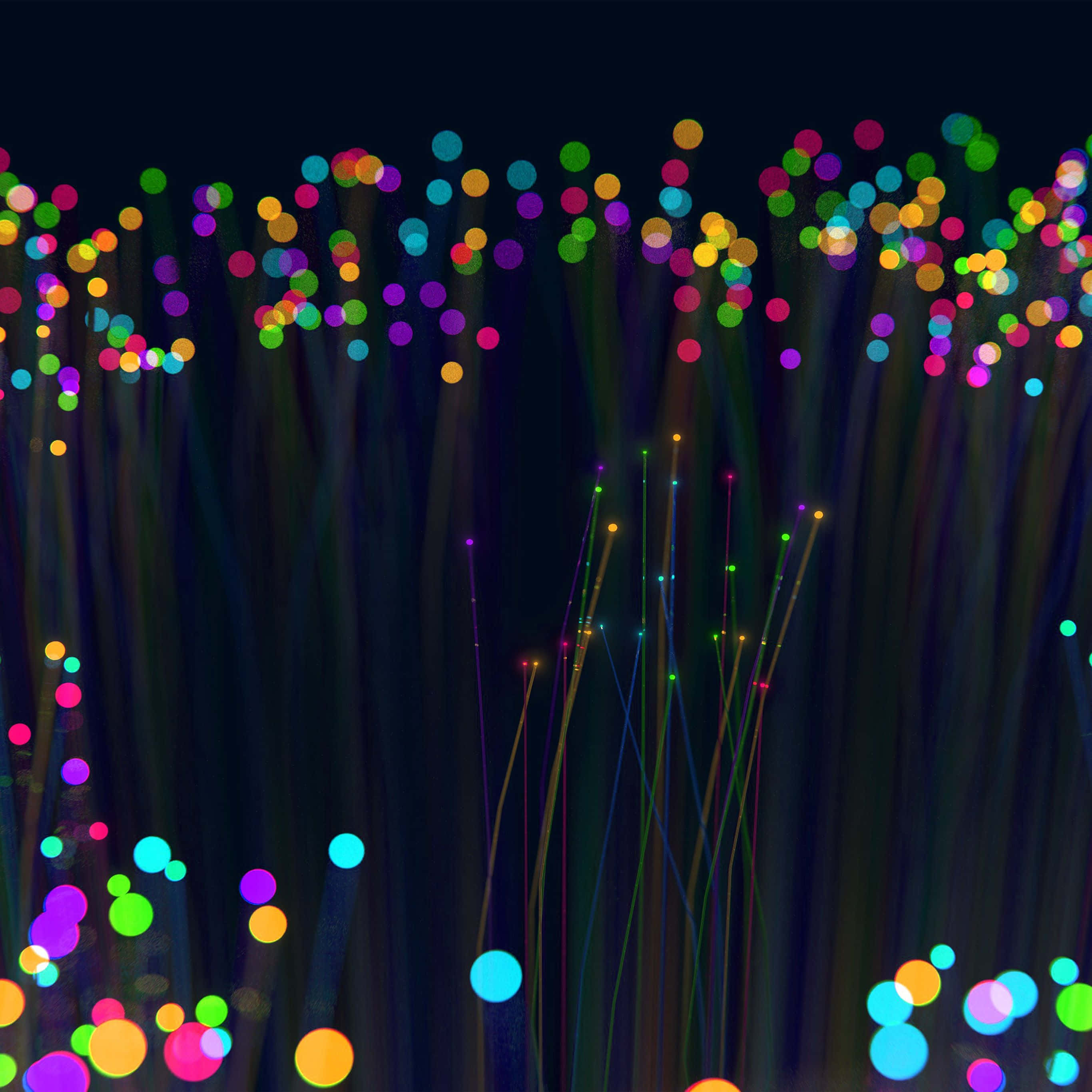 Black Rainbow, glowing fiber optic strands, vibrant colorful lights, 2K Desktop Wallpaper