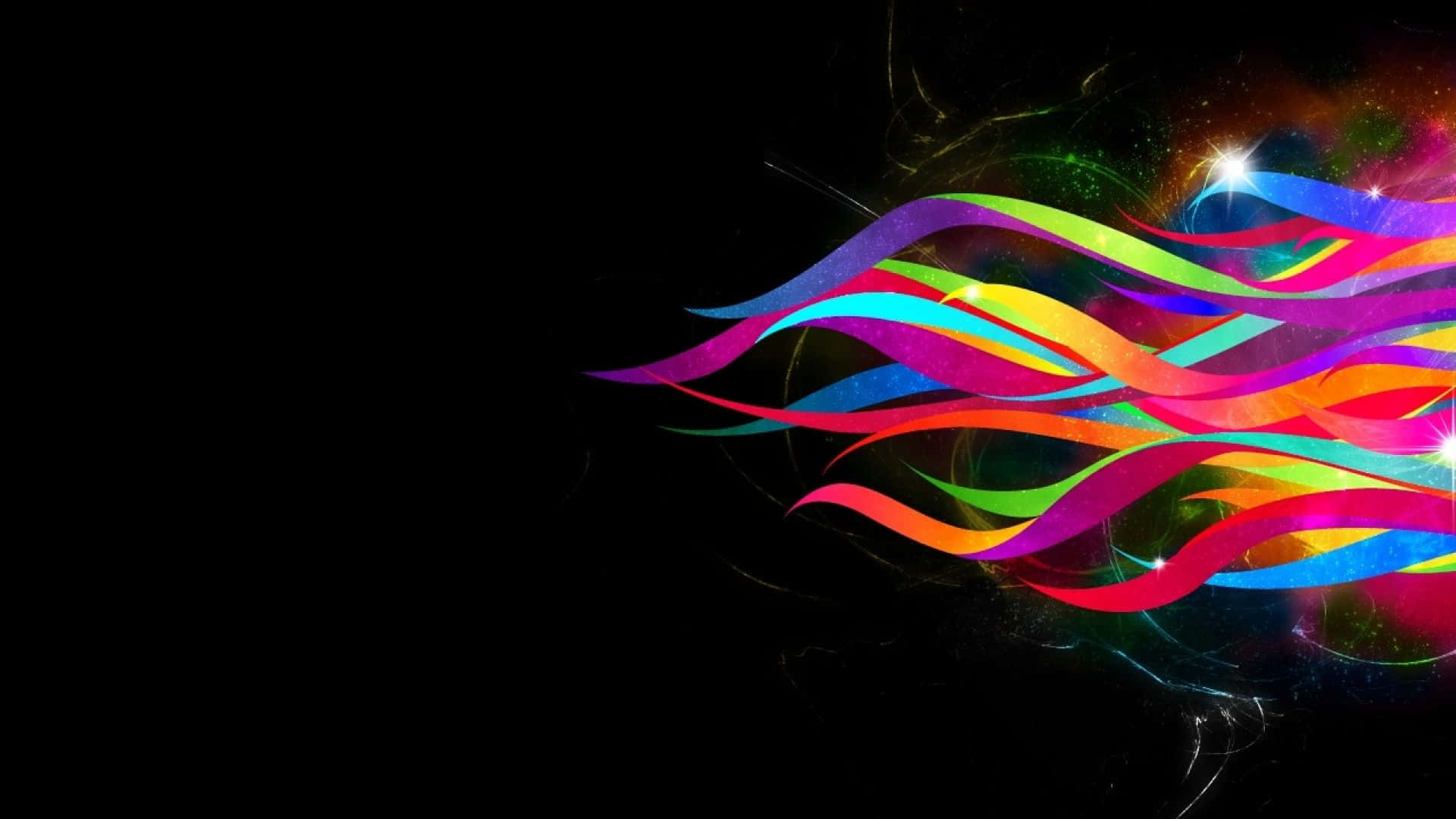Black Rainbow, rainbow ribbons, cosmic black background, Full HD Desktop Wallpaper