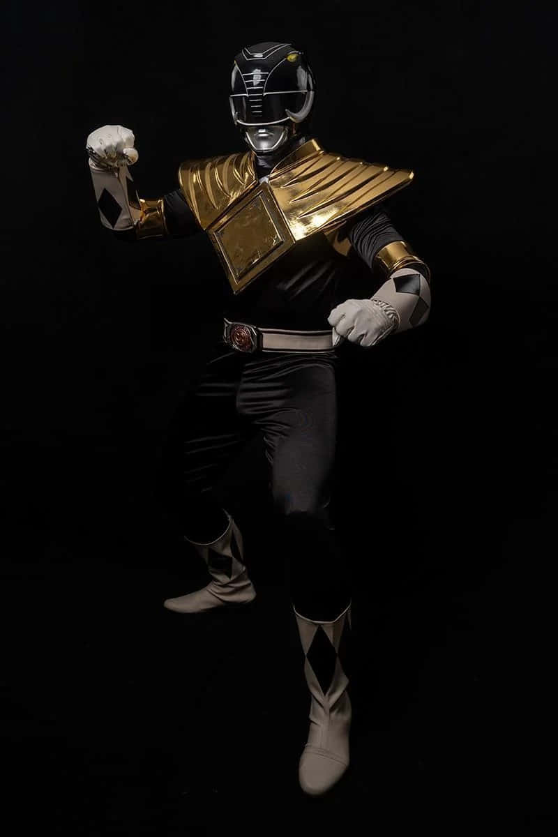 Black Ranger, gold and black armor, dynamic pose, SD Phone Wallpaper