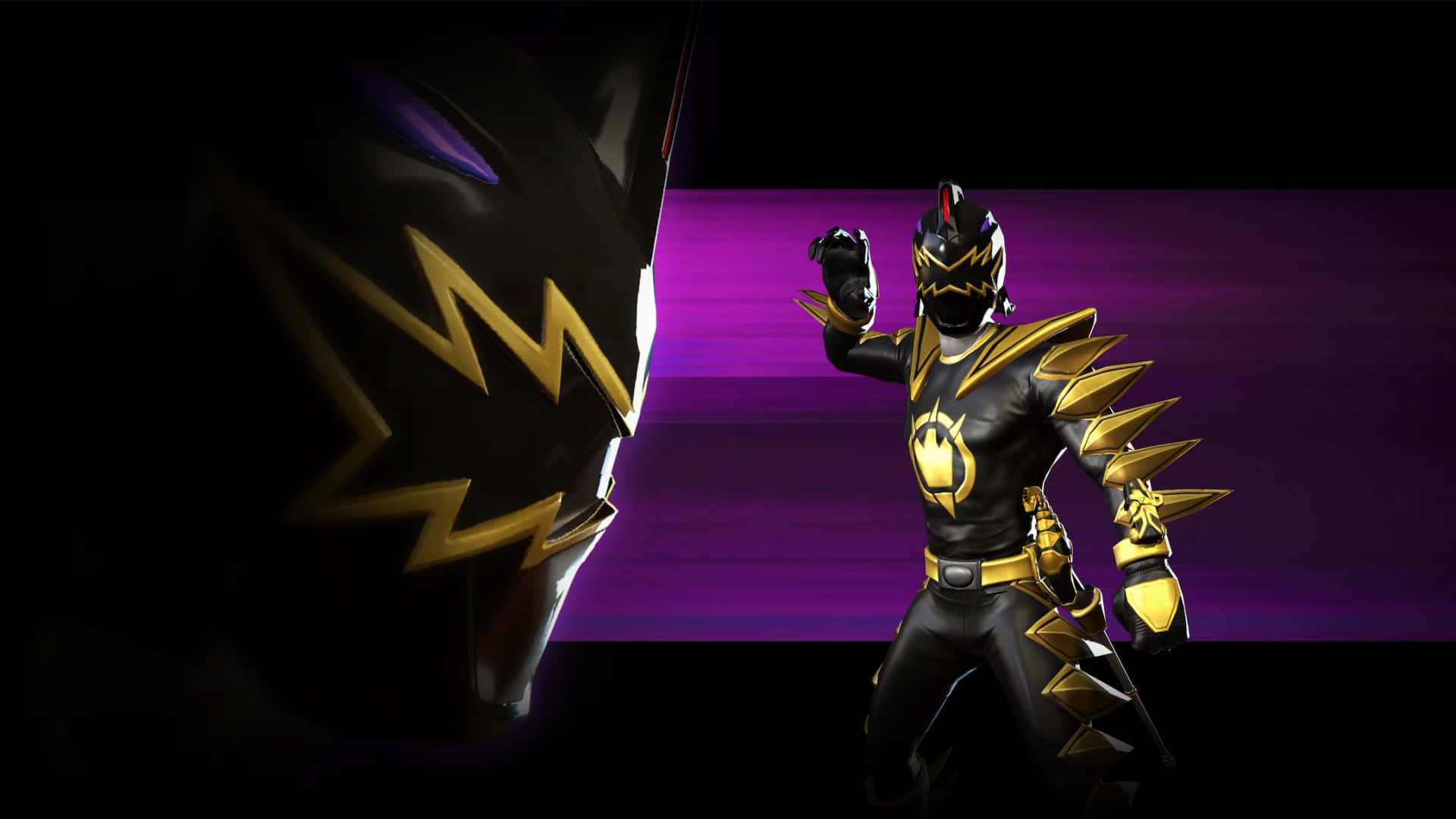 Black Ranger, power pose, glowing purple background, Full HD Desktop Wallpaper
