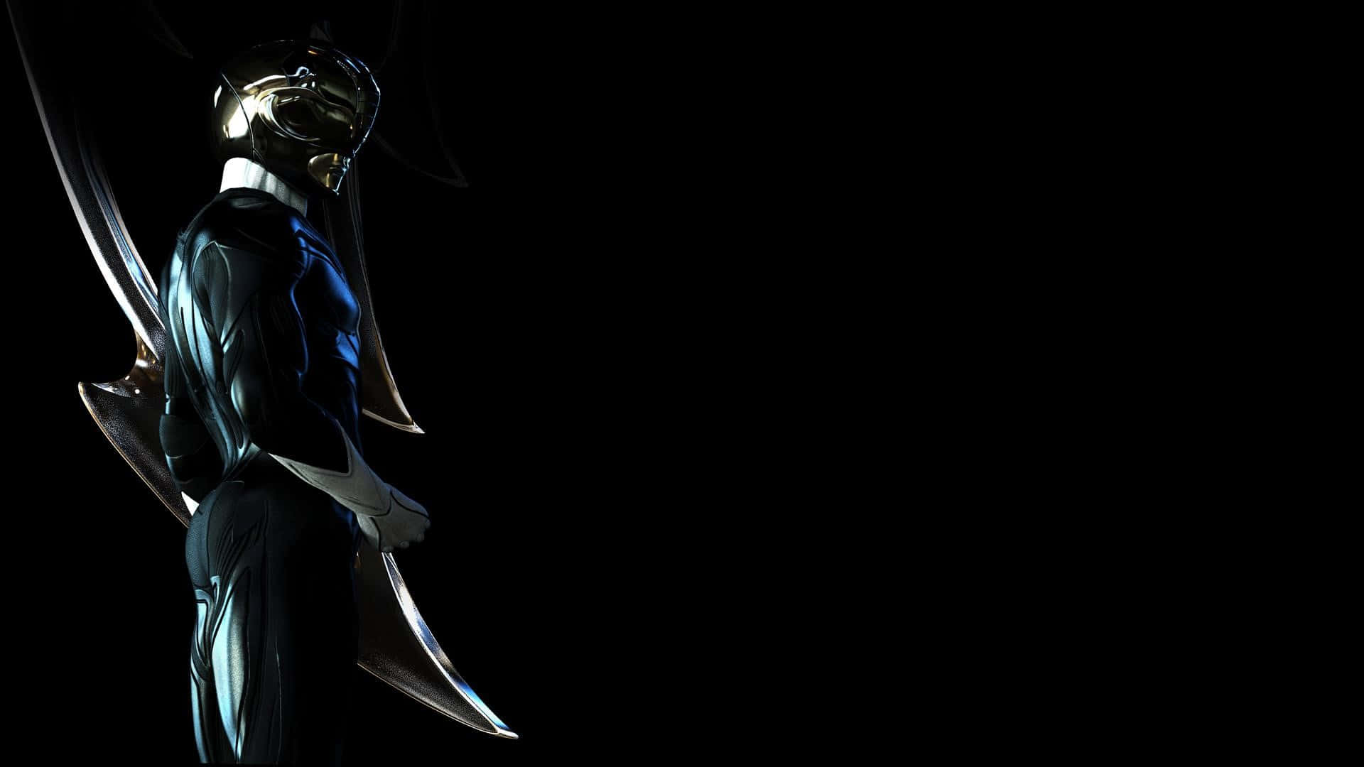 Black Ranger, gold and blue armor, curved blades, Full HD Desktop Wallpaper